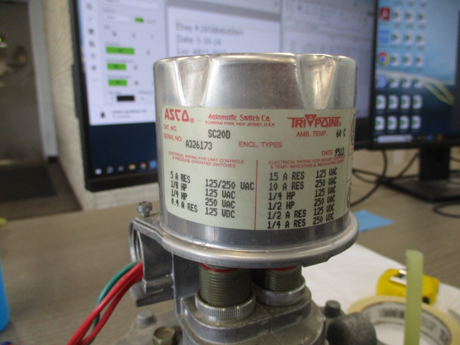 ASCO Tri Point Pressure Switch W/Level Control SC20D/TB0511 Flow: 1-1.5 S.C.F.H.