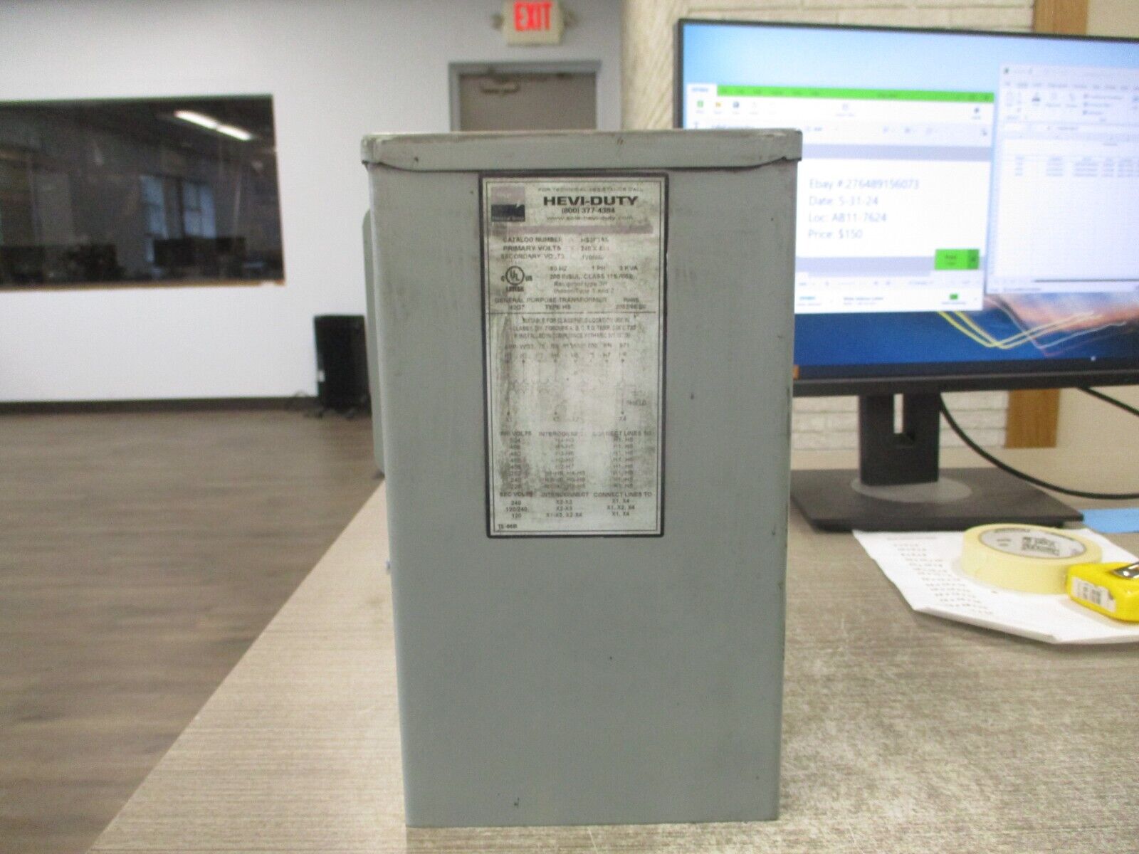 Hevi-Duty Transformer HS5F3AS 3kVA Pri: 240/480V Sec: 120/240V 60Hz 1Ph Used