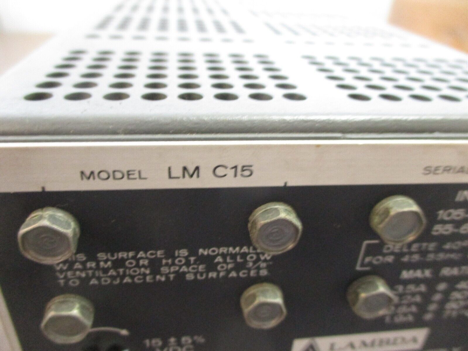 Lambda Regulated Power Supply LM C15 Input: 105-132V 55-65Hz Output: 15VDC