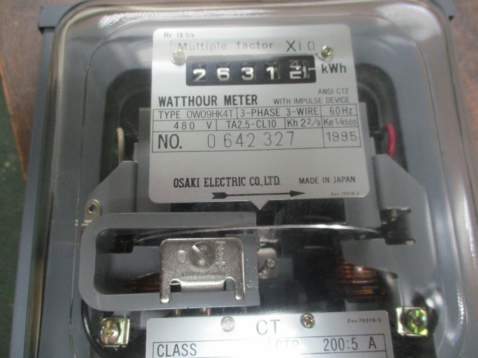 Osaki Watthour Meter 0W09HK4T 480V 60Hz 3Ph 3W Used