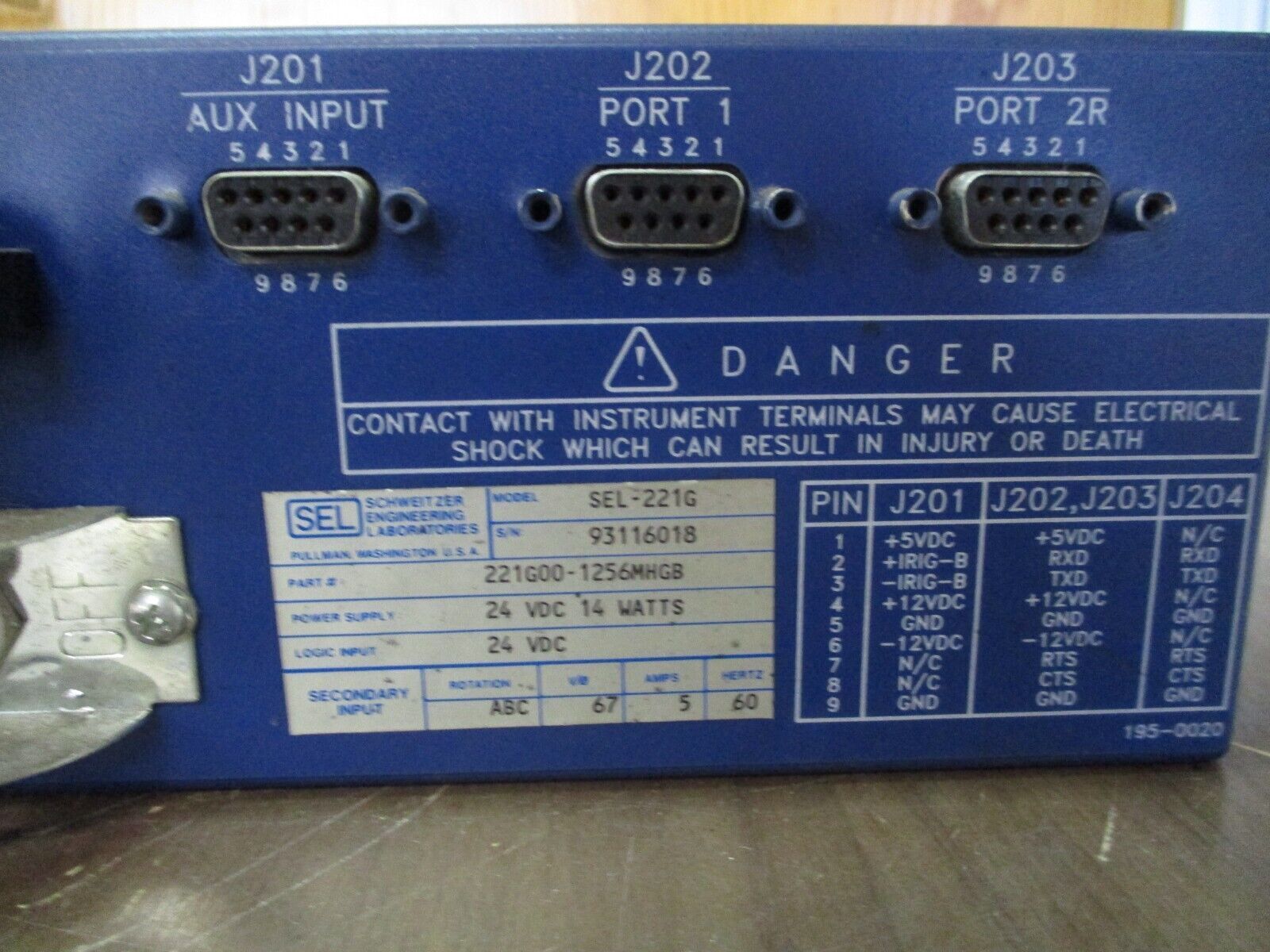 SEL SEL-221G Phase Distance / Directional Ground Relay & Fault Locator 24VDC 14W