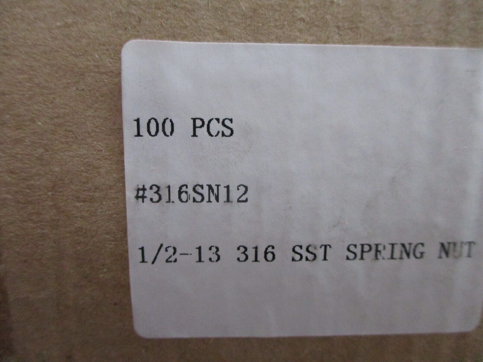 Dale Spring Nut 316SN12 1/2-13 316 Stainless Steel *Approx 100* New Surplus
