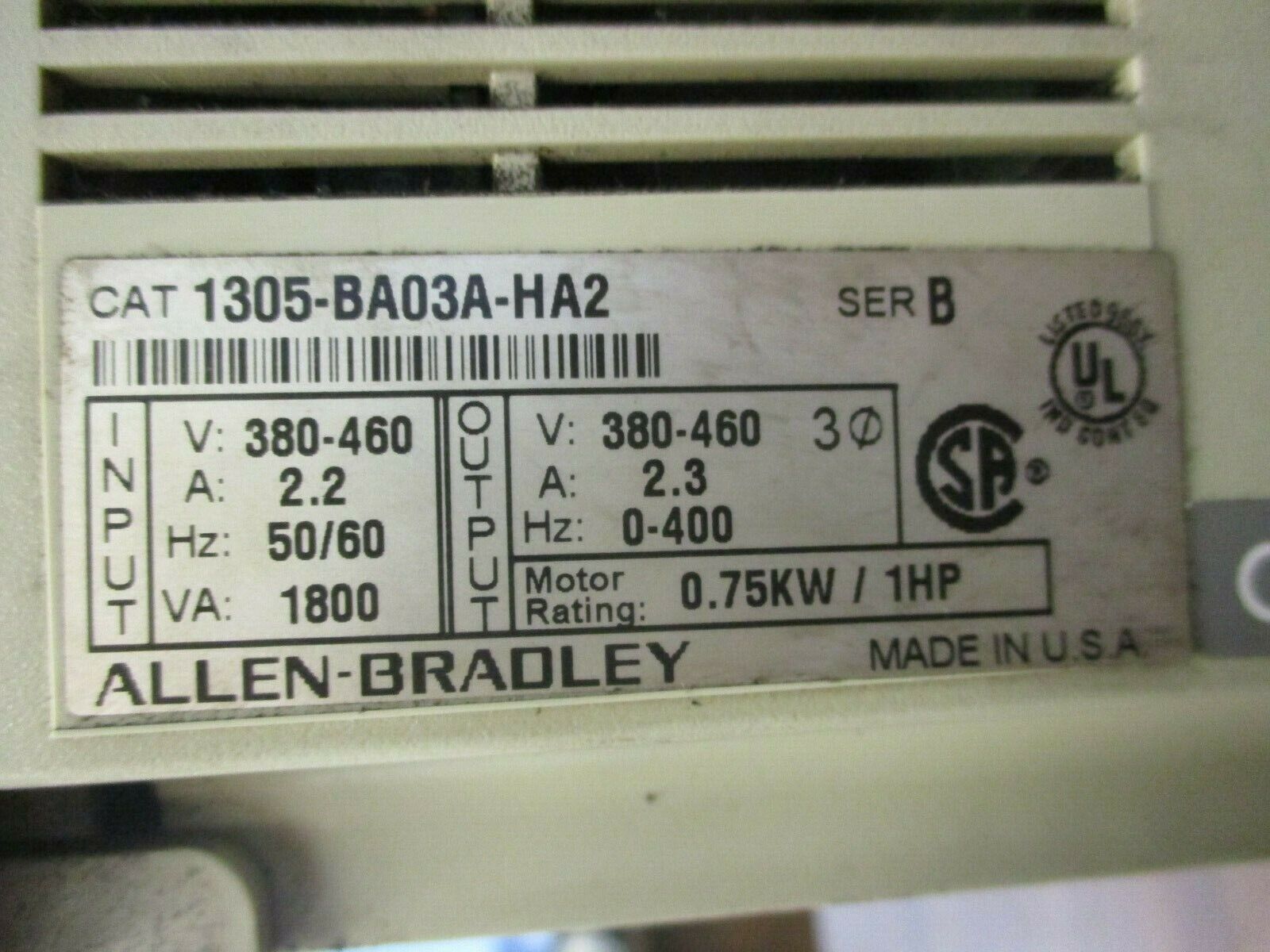 Allen-Bradley 1305 AC Drive 1305-BA03A-HA2 1HP *Chipped Side* Used