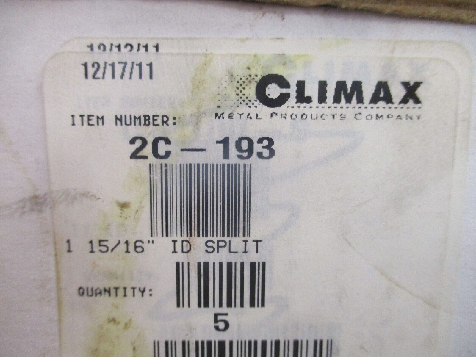 Climax Two-Piece Clamping Collar 2C-193 1 15/16" ID New Surplus