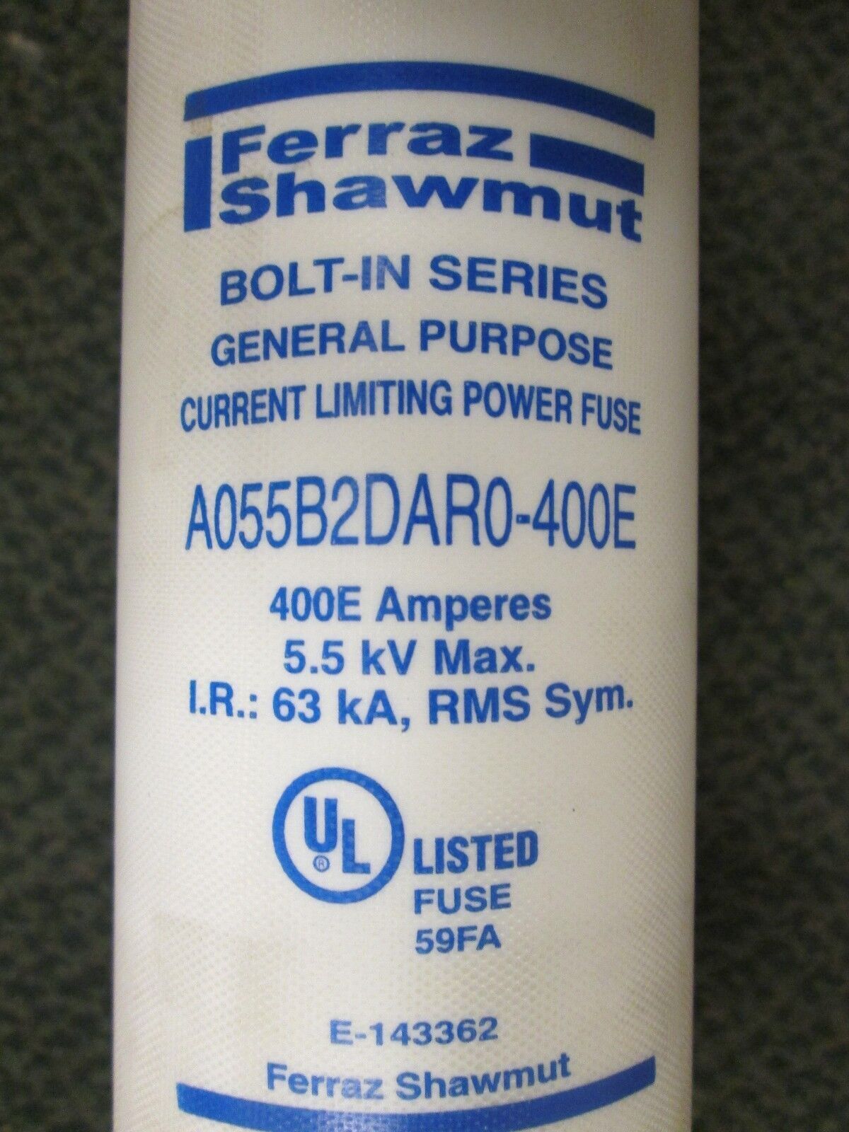 Ferraz Shawmut Amp-Trap Fuse A055B2DAR0-400E 400A 5.5kv Used