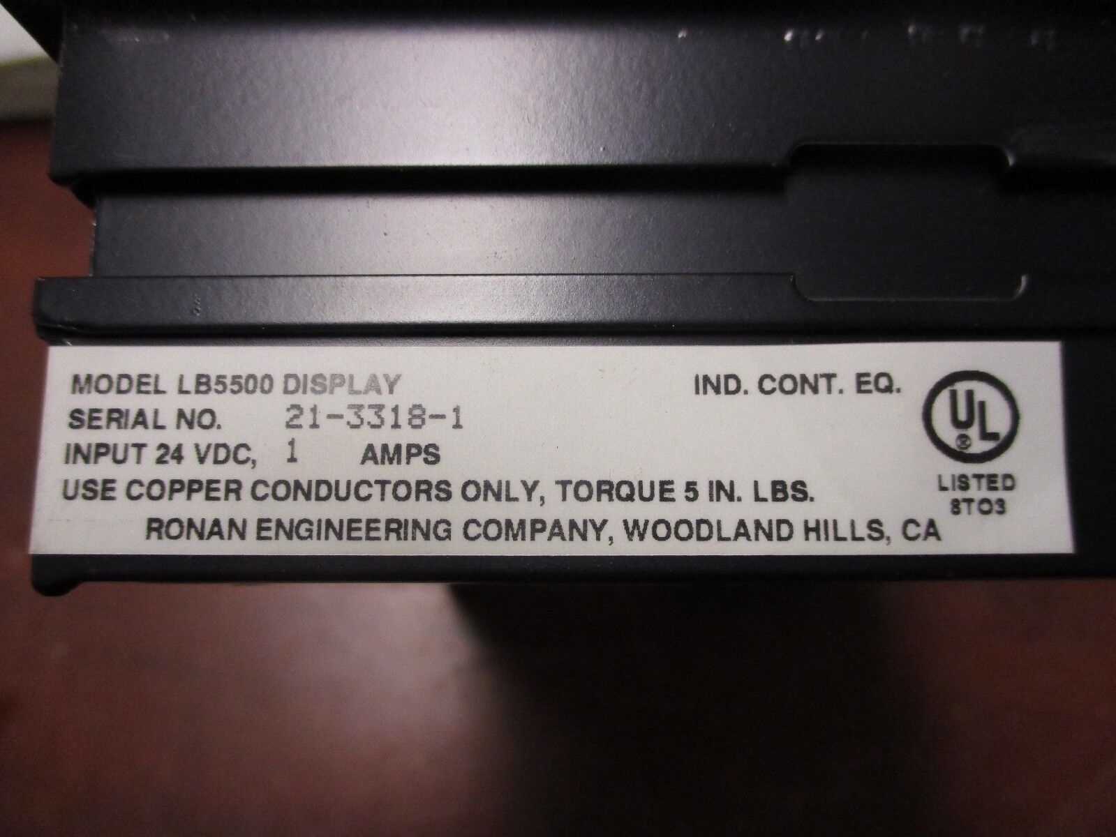 Ronan Display LB5500 24VDC 1A *(1) Open Space* Used