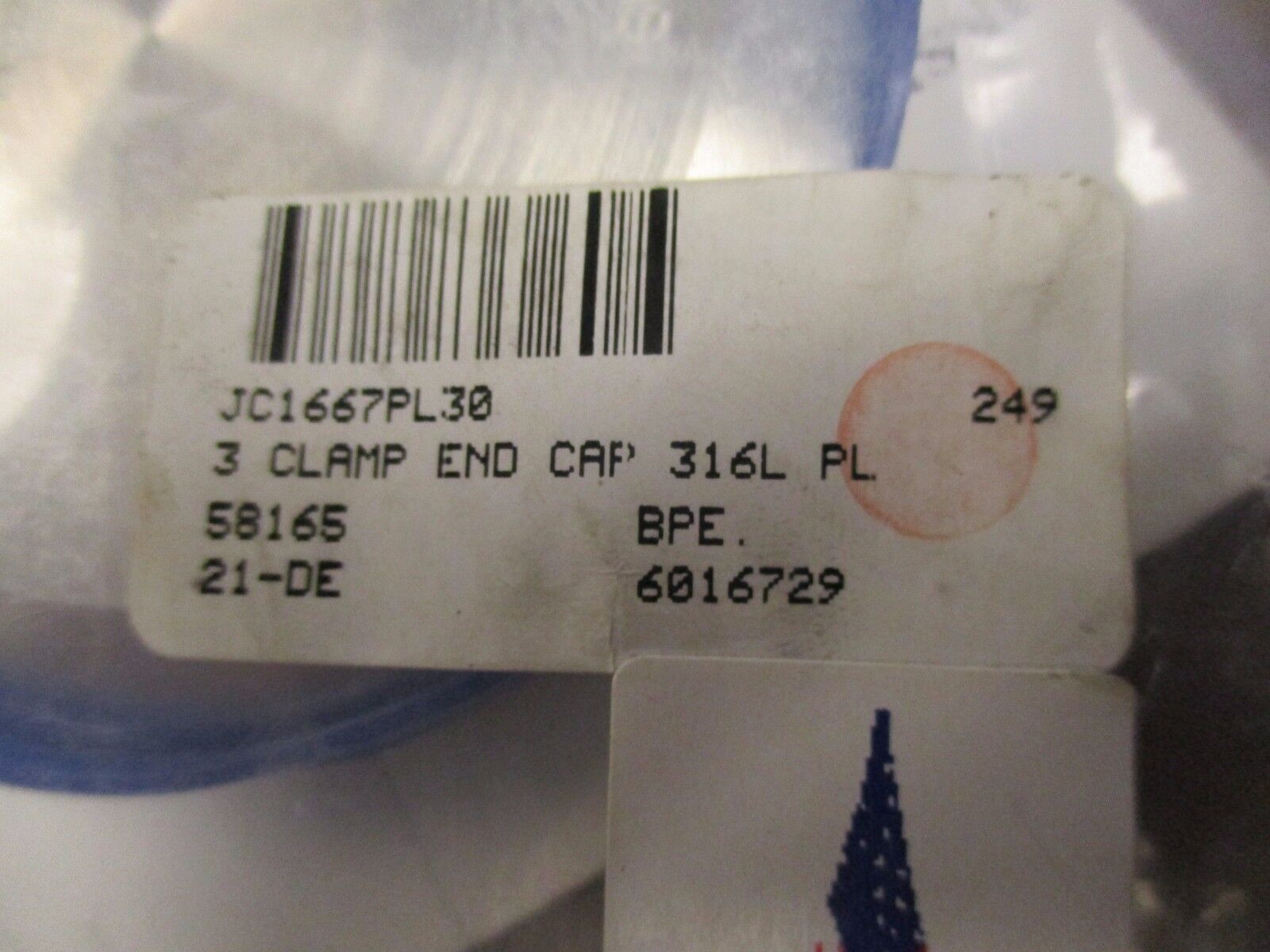 Swagelok 3 Clamp End Cap JC1667PL30 New Surplus