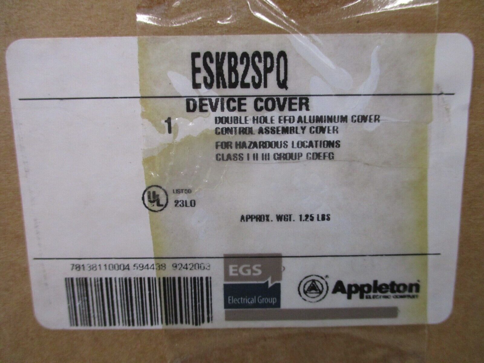 Appleton Device Cover ESKB2SPQ Double Hole Aluminum For Hazardous Locations