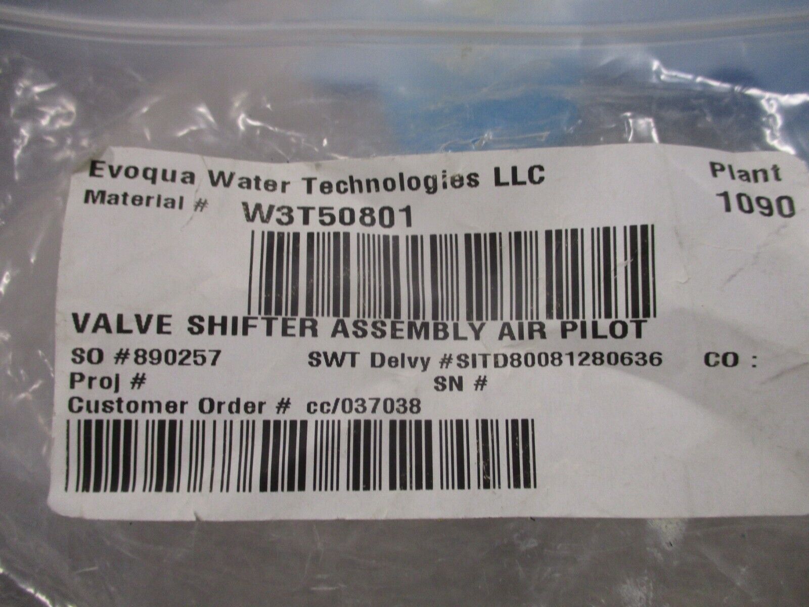 Evoqua Air Pilot Valve Shifter Assembly W3T50801 New Surplus