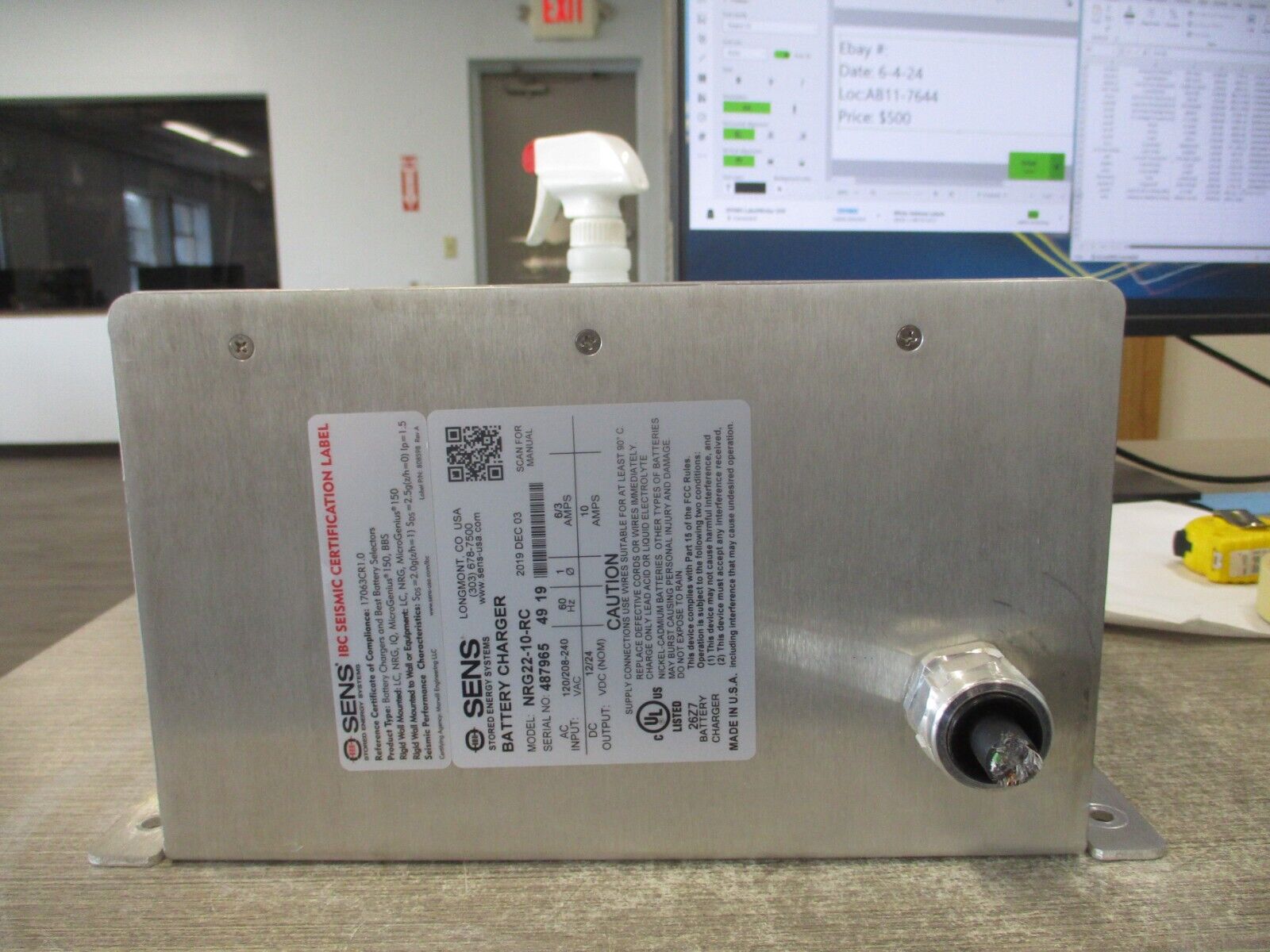 Sens EnerGenius Battery Charger NRG22-10-RC Input: 120/208-240V /60Hz /1PH /6/3A