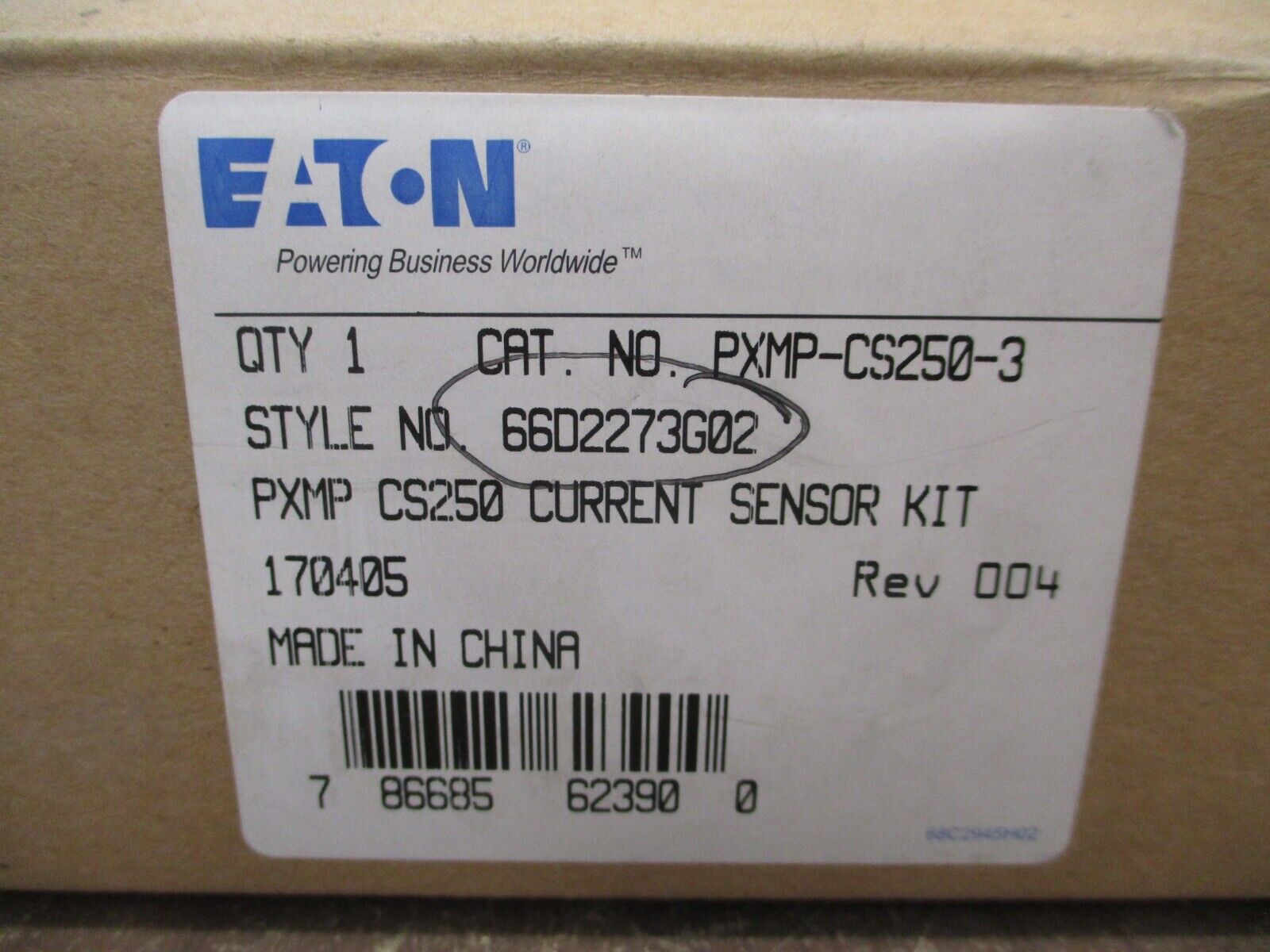 Eaton Current Sensor Kit PXMP-CS250-3 Rev. 004 Style #: 66D2273G02 New Surplus