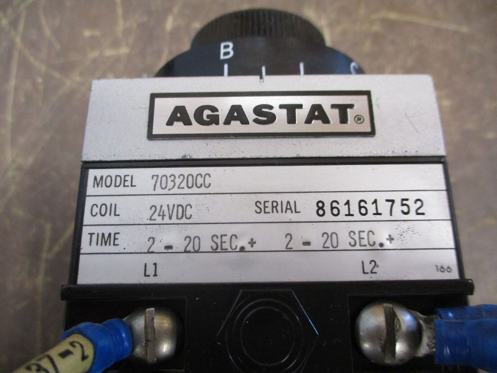 Agastat Timer 70320CC 24VDC Coil Time: 2-20 Sec Used