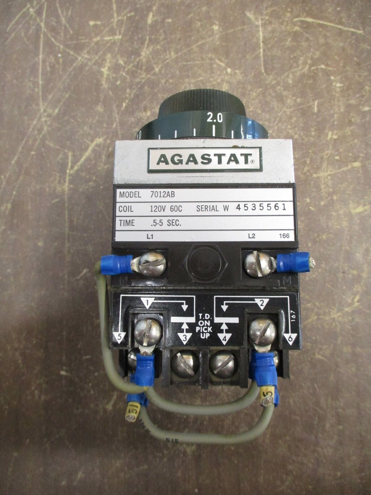 Agastat Timer 7012AB 120V Coil Time: 0.5-5 Sec Used