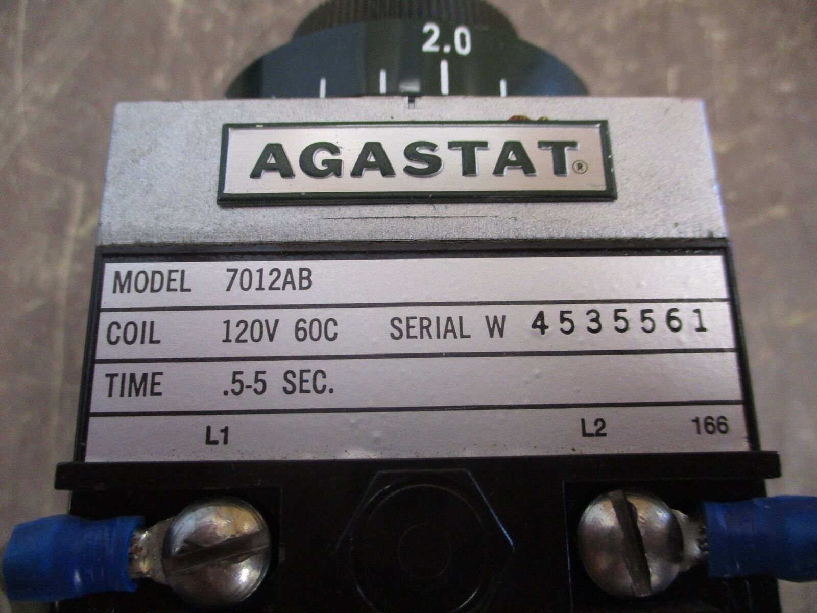 Agastat Timer 7012AB 120V Coil Time: 0.5-5 Sec Used