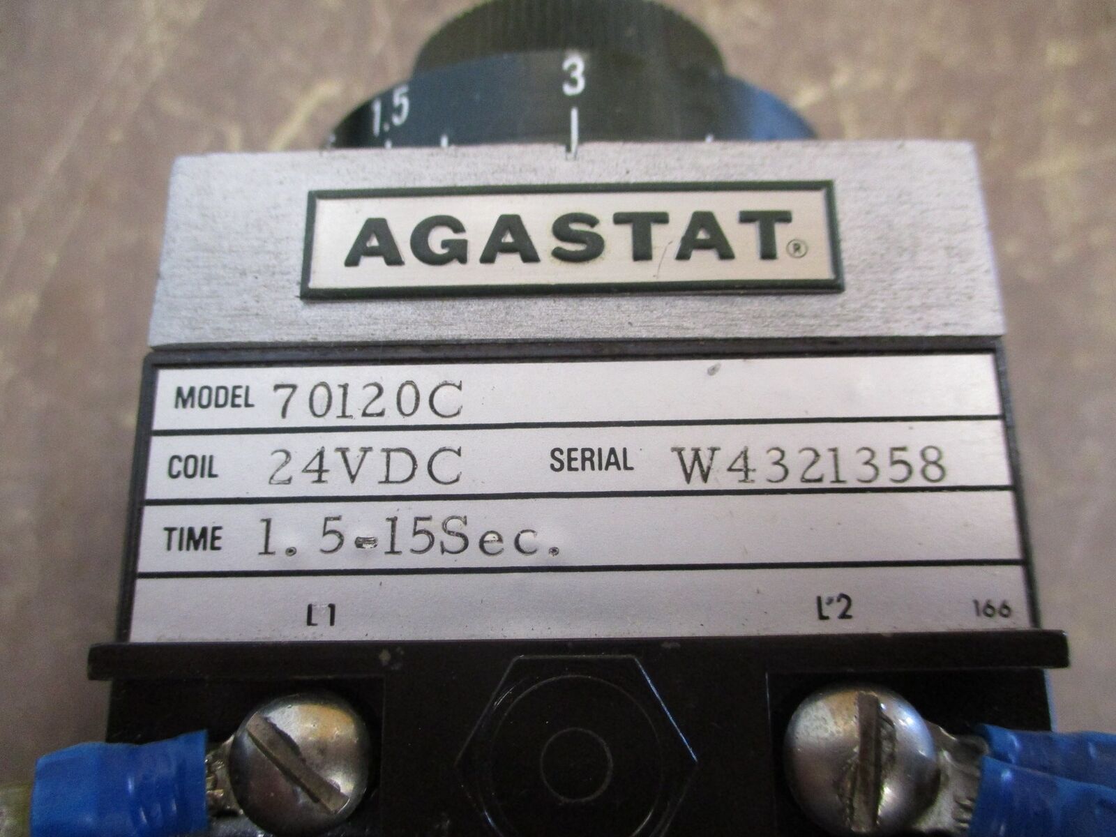 Agastat Timer 70120C 24VDC Coil Time: 1.5-15 Sec Used
