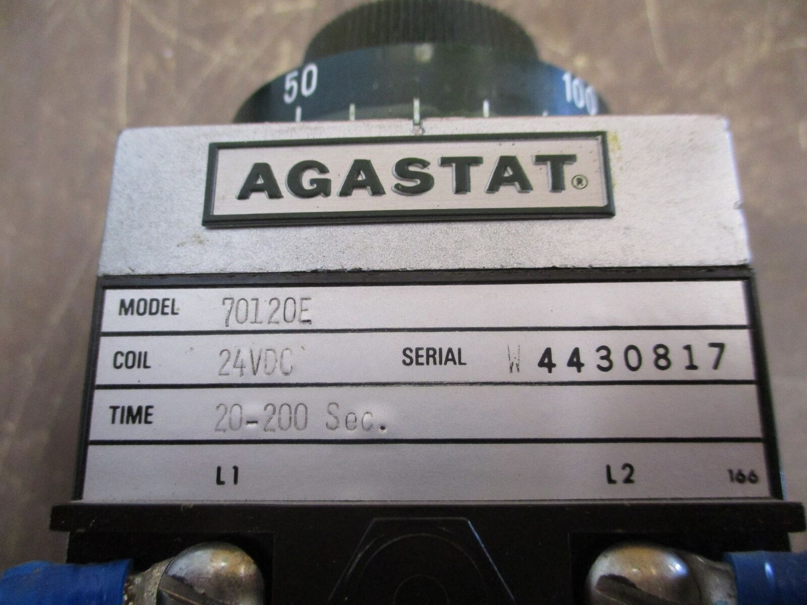 Agastat Timer 70120E 24VDC Coil Time: 20-200 Sec Used