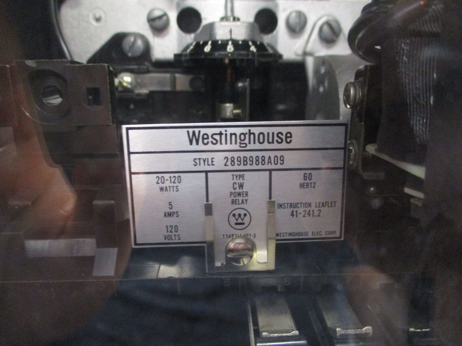 Westinghouse Type CW Power Relay 289B988A09 20-120W 5A 120V 60Hz Used