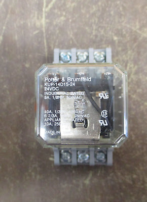 Potter & Brumfield Relay KUP-14D15-24 24VDC Coil w/ Base *Lot of 2* Used