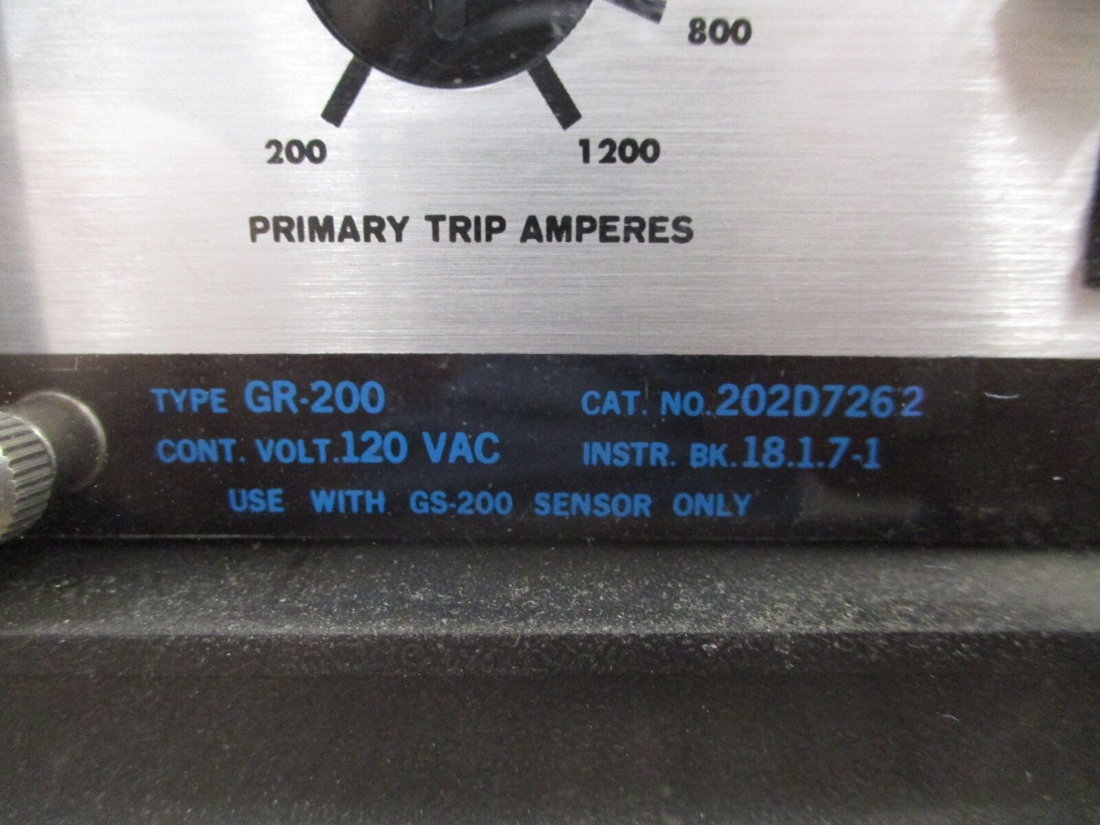 ITE Type GP-200 Ground Shield Ground Fault Relay 202D7262 120VAC Used