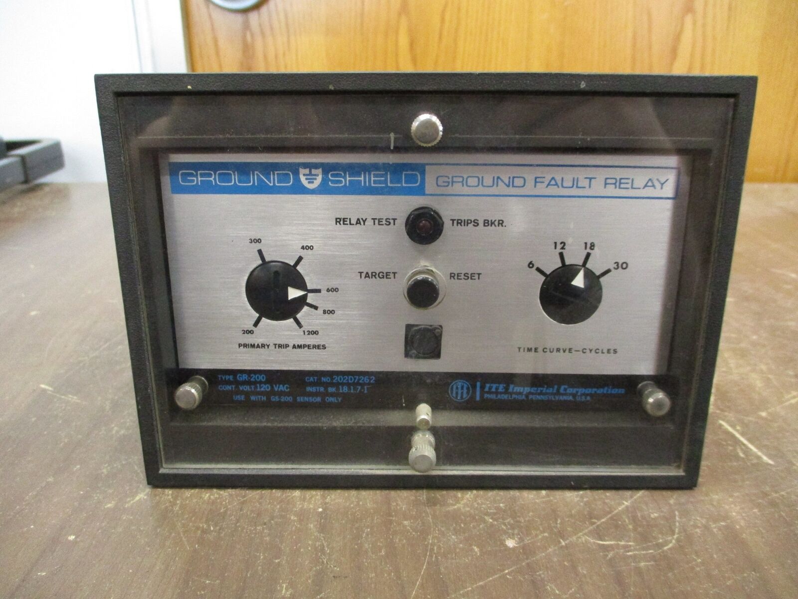 ITE Type GP-200 Ground Shield Ground Fault Relay 202D7262 120VAC Used