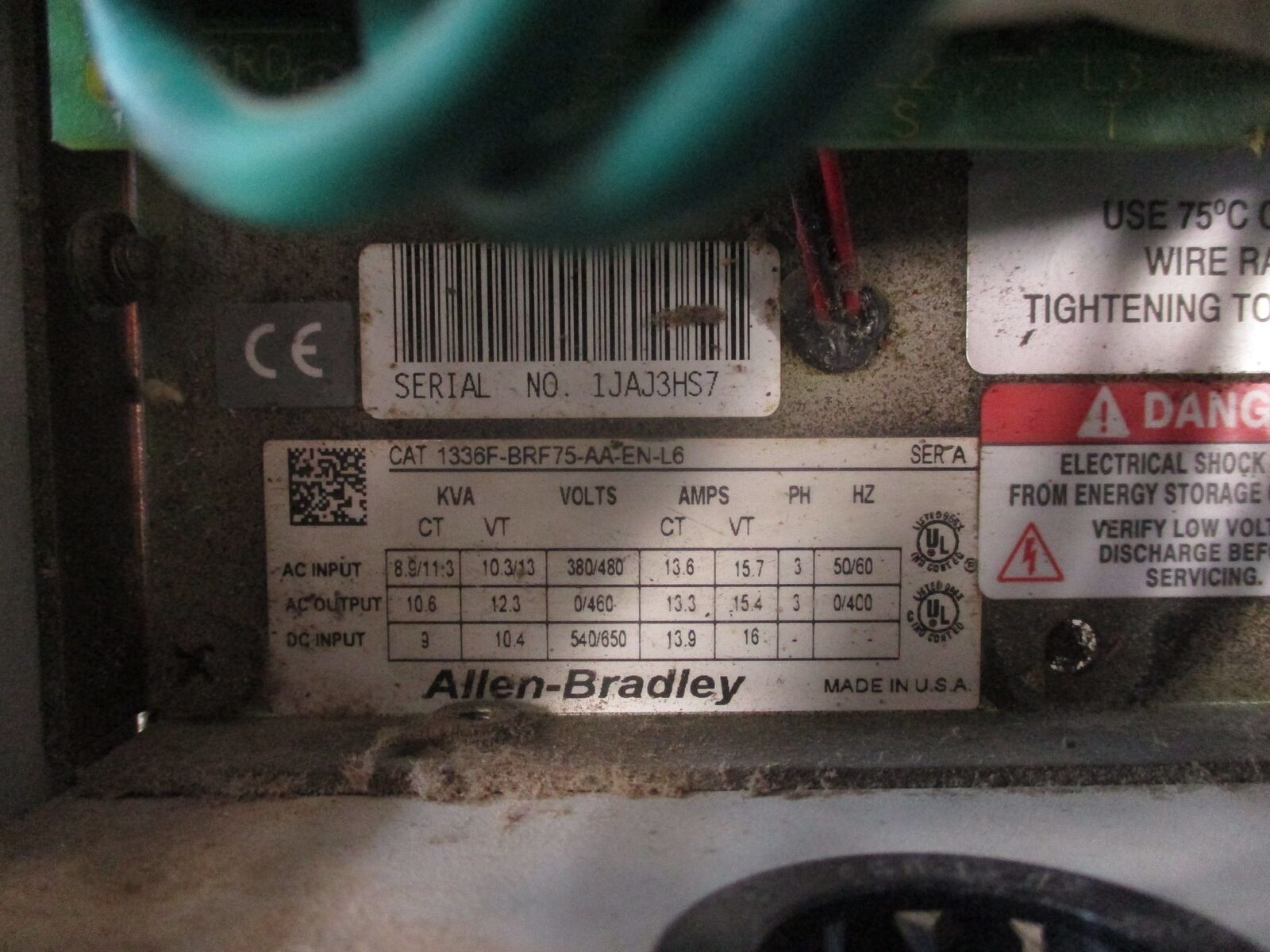 Allen-Bradley 1336 Plus II AC Drive 1336F-BRF75-AA-EN-L6 7.5HP 3Ph Used