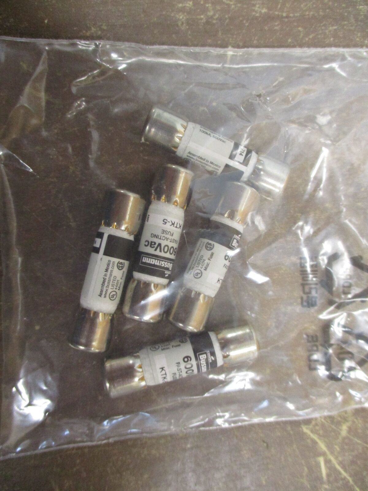 Cooper Bussmann Fuse KTK-5 5A 600V *Lot of 5* *No Box* New Surplus