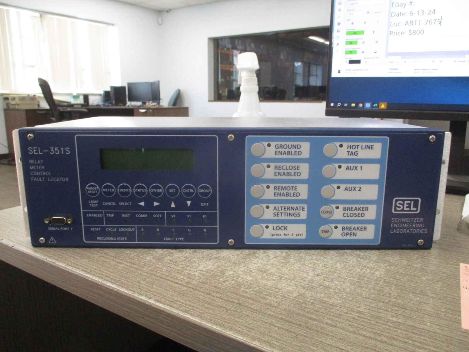 SEL SEL-351S Relay Meter Control Fault Locator 0351S6YH34554XX New Surplus