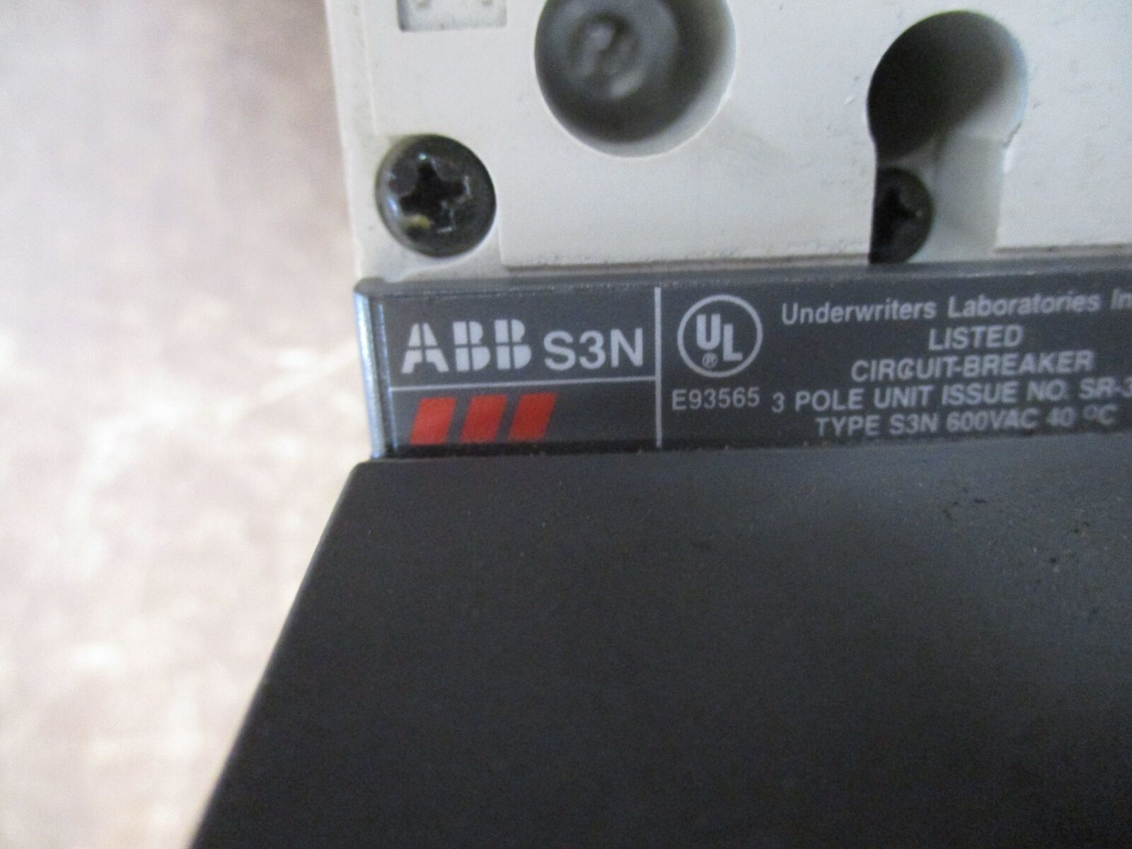 ABB Sace S3 Breaker Disconnect S3N 50A 600V 3P *No Handle* Used