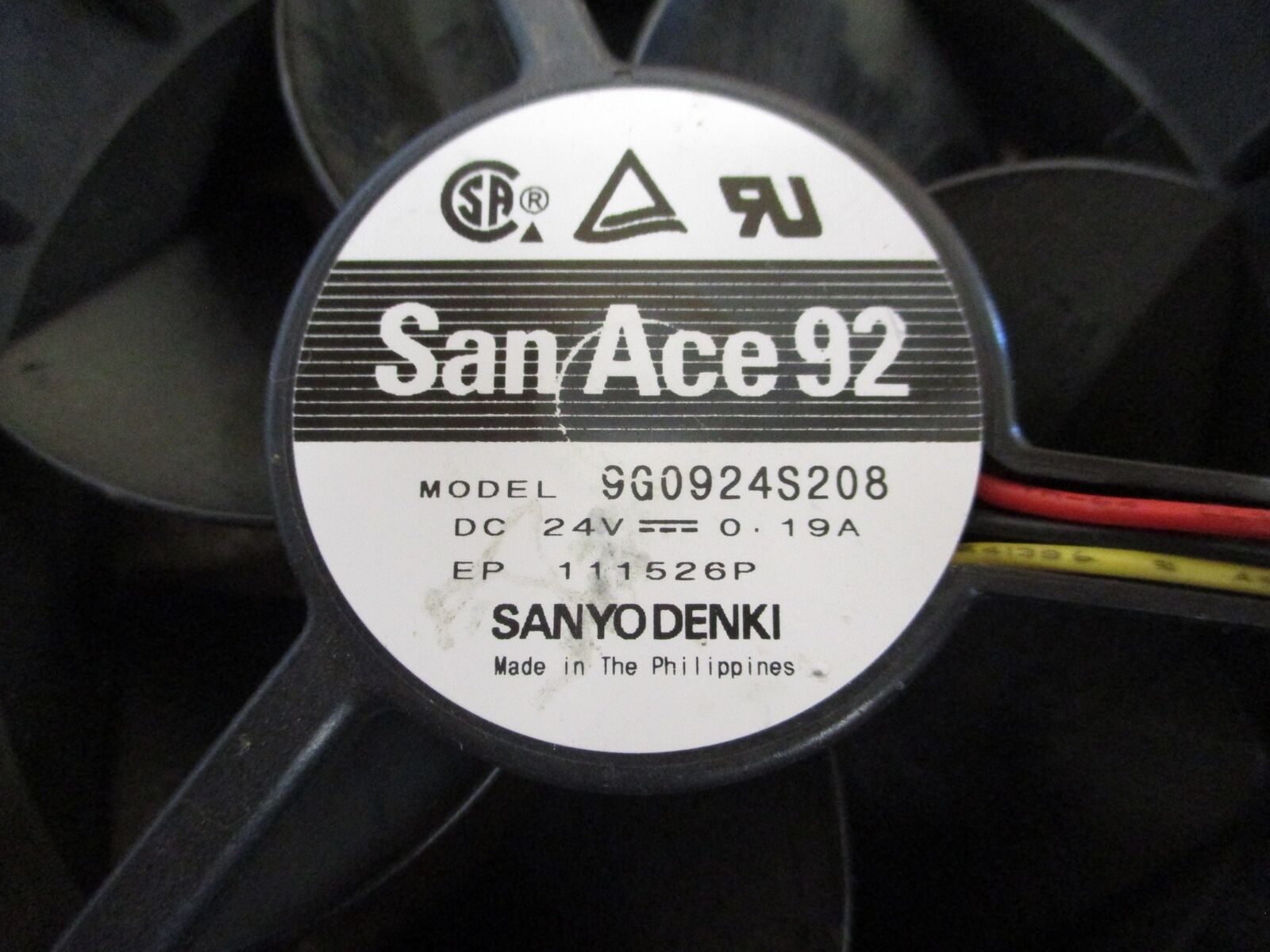 Sanyo Denki San Ace 92 Axial Fan 9G0924S208 24VDC 0.19A Used