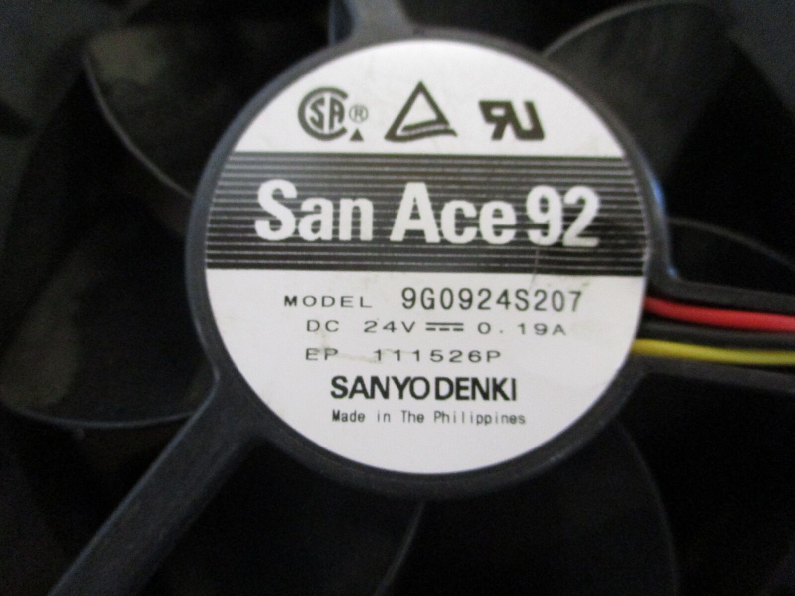 Sanyo Denki San Ace 92 Axial Fan 9G0924S207 24VDC 0.19A Used