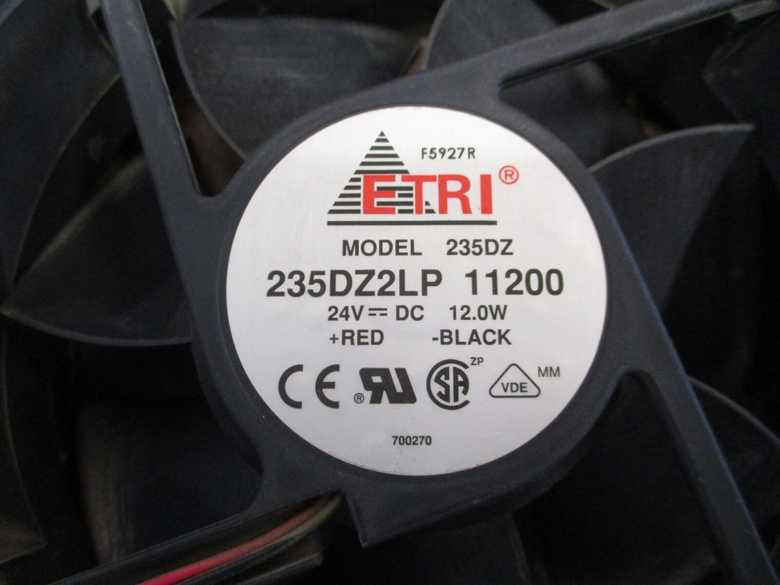 Etri Axial Fan 235DZ2LP 11200 24VDC 12W Used