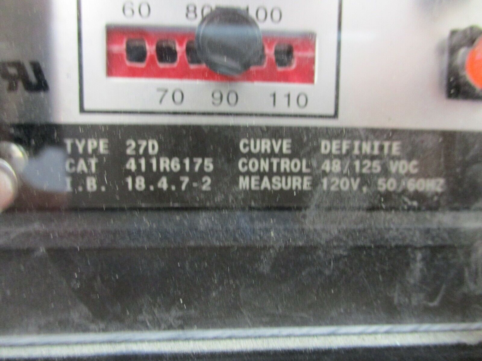 ABB Circuit Shield Type 27D Undervoltage Relay 411R6175 Control: 48/125VDC Used