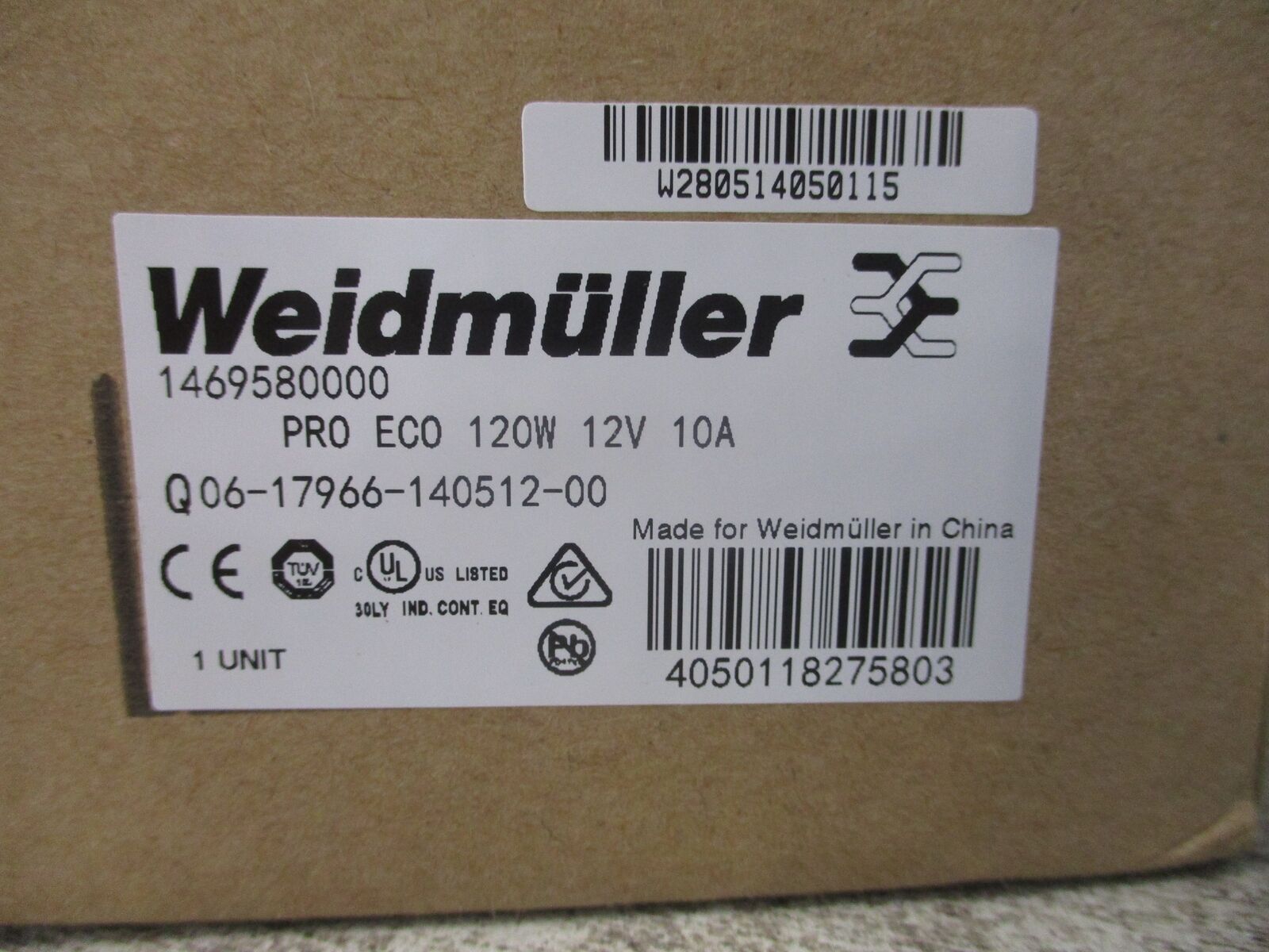 Weidmuller Power Supply 1469580000 120W 12V 10A New Surplus