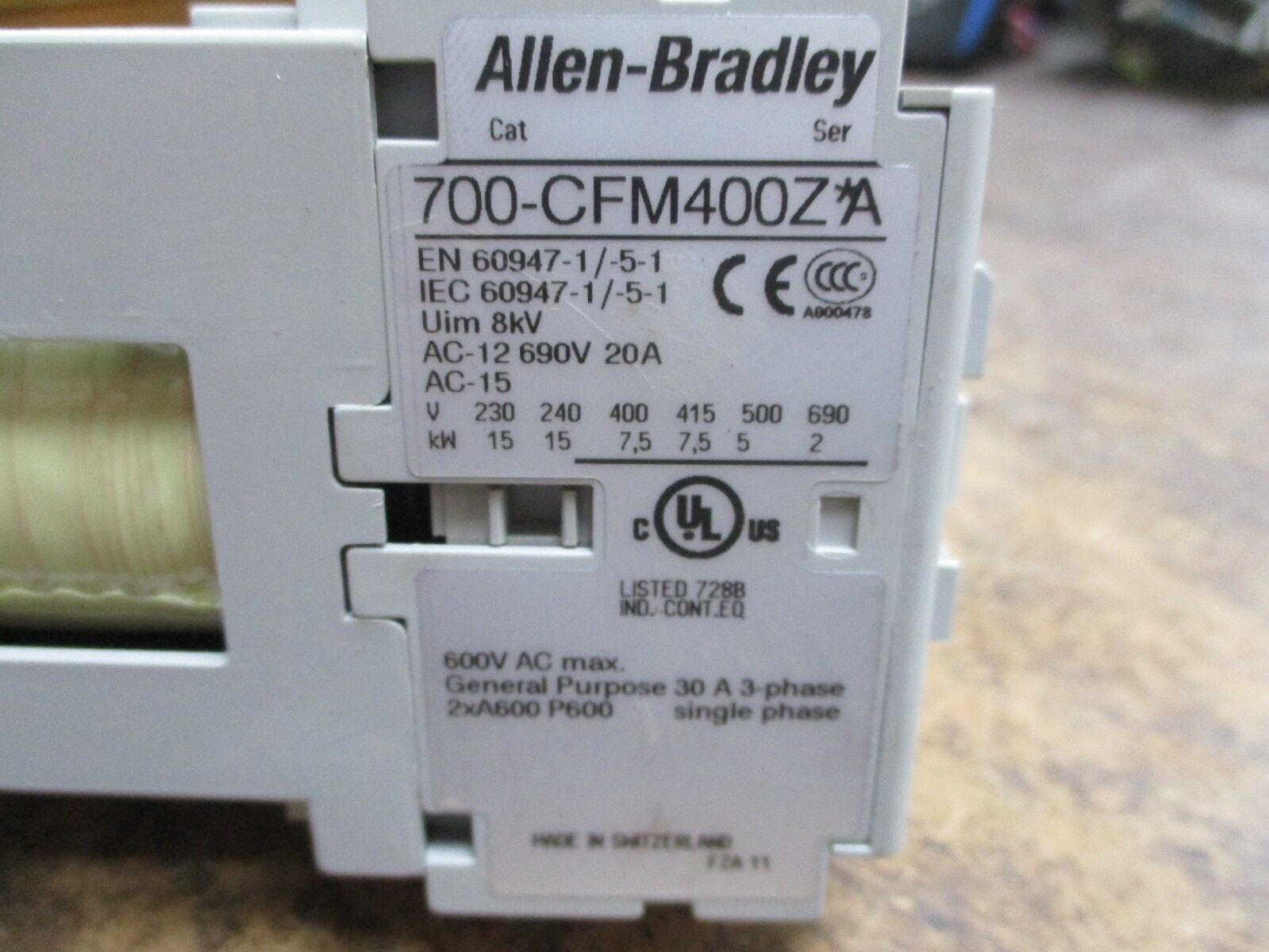 Allen-Bradley Contactor 700-CFM400Z*A 24VDC Coil 30A 600V Used