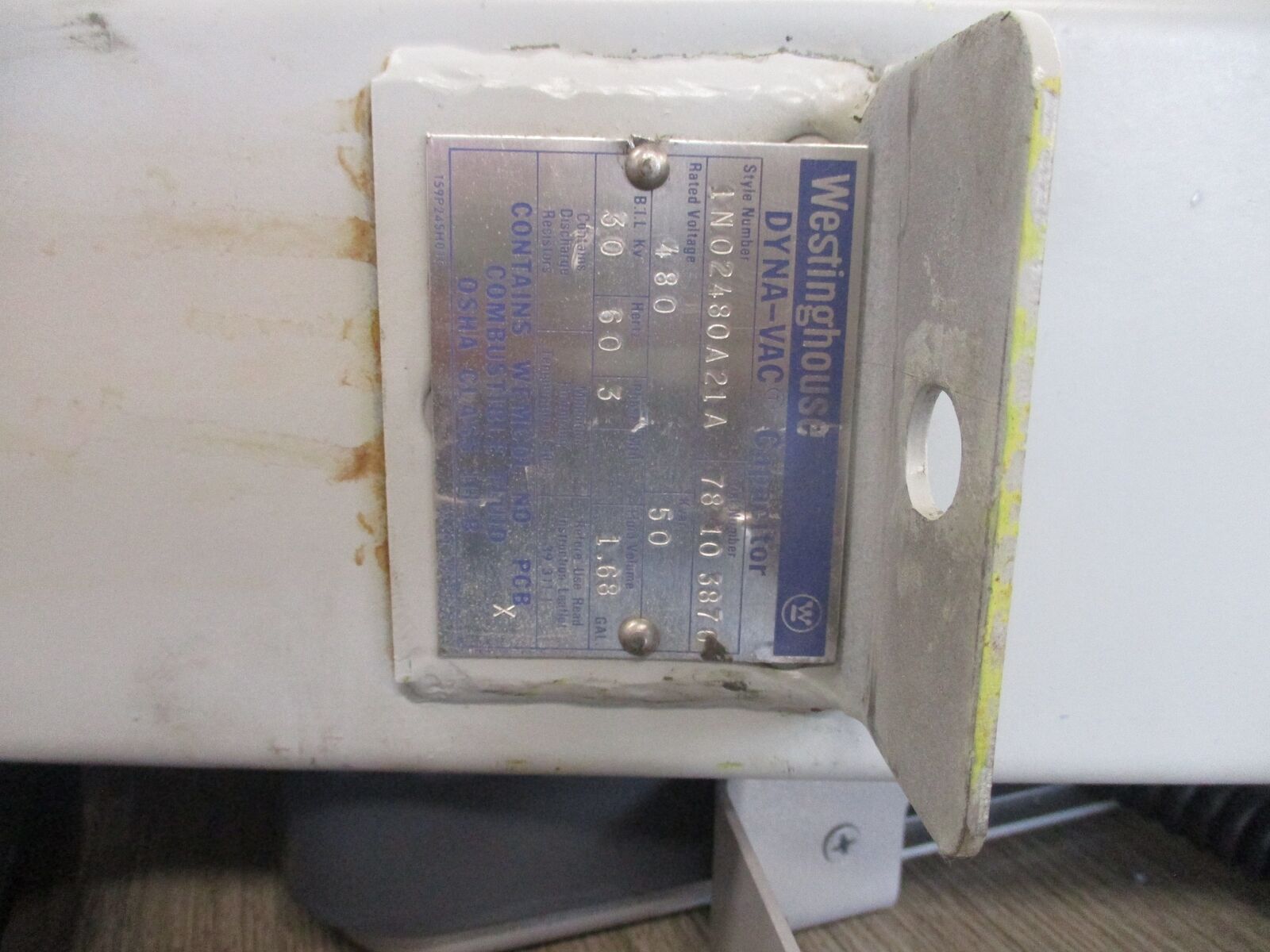 Westinghouse DYNA-VAC Capacitor IN02480A21A 50kVAR 480V 60Hz 3Ph *No Cover* Used