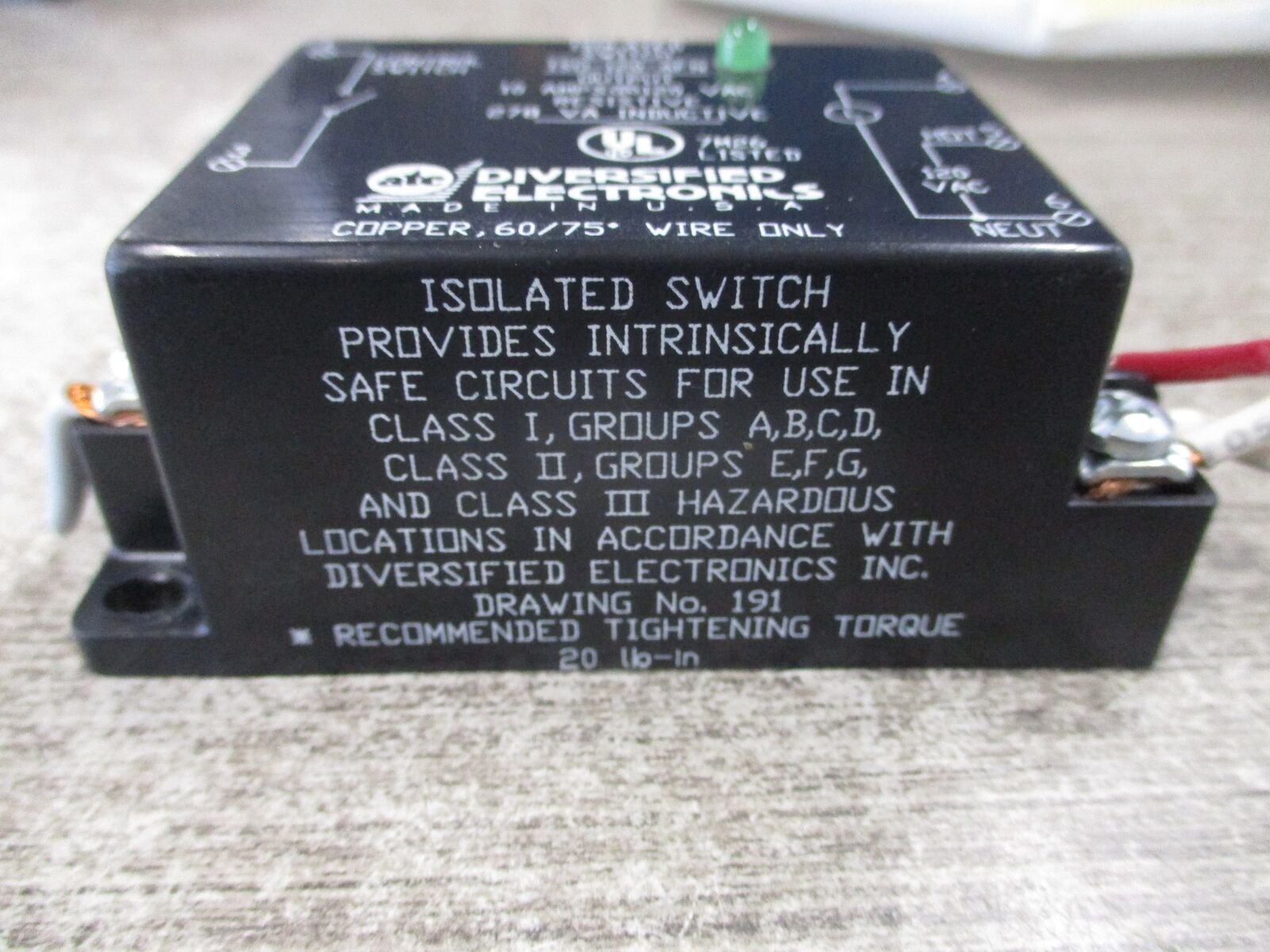 Diversified Electronics Isolated Switch ISO-120-AFN 120VAC 10A Used