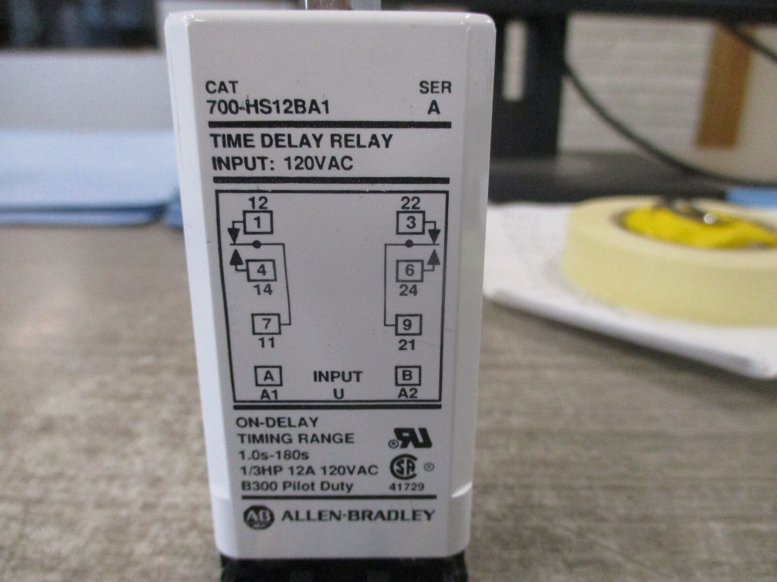 Allen-Bradley Time Delay Relay 700-HS12BA1 Ser. A Range: 1.0-180 sec On-Delay W/