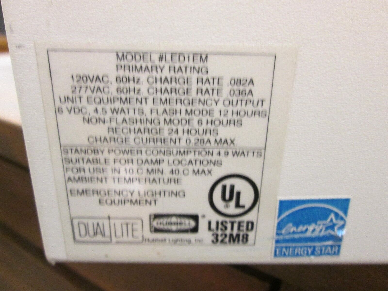 Hubbell Duallite Exit Sign LED1EM 120/277V 60Hz Used