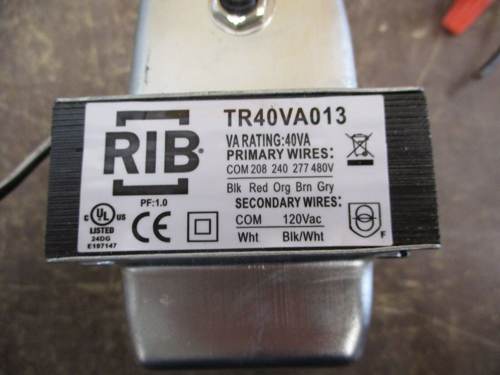 RIB Transformer TR40VA013 40VA Pri: 208/240/277/480V Sec: 120V Used