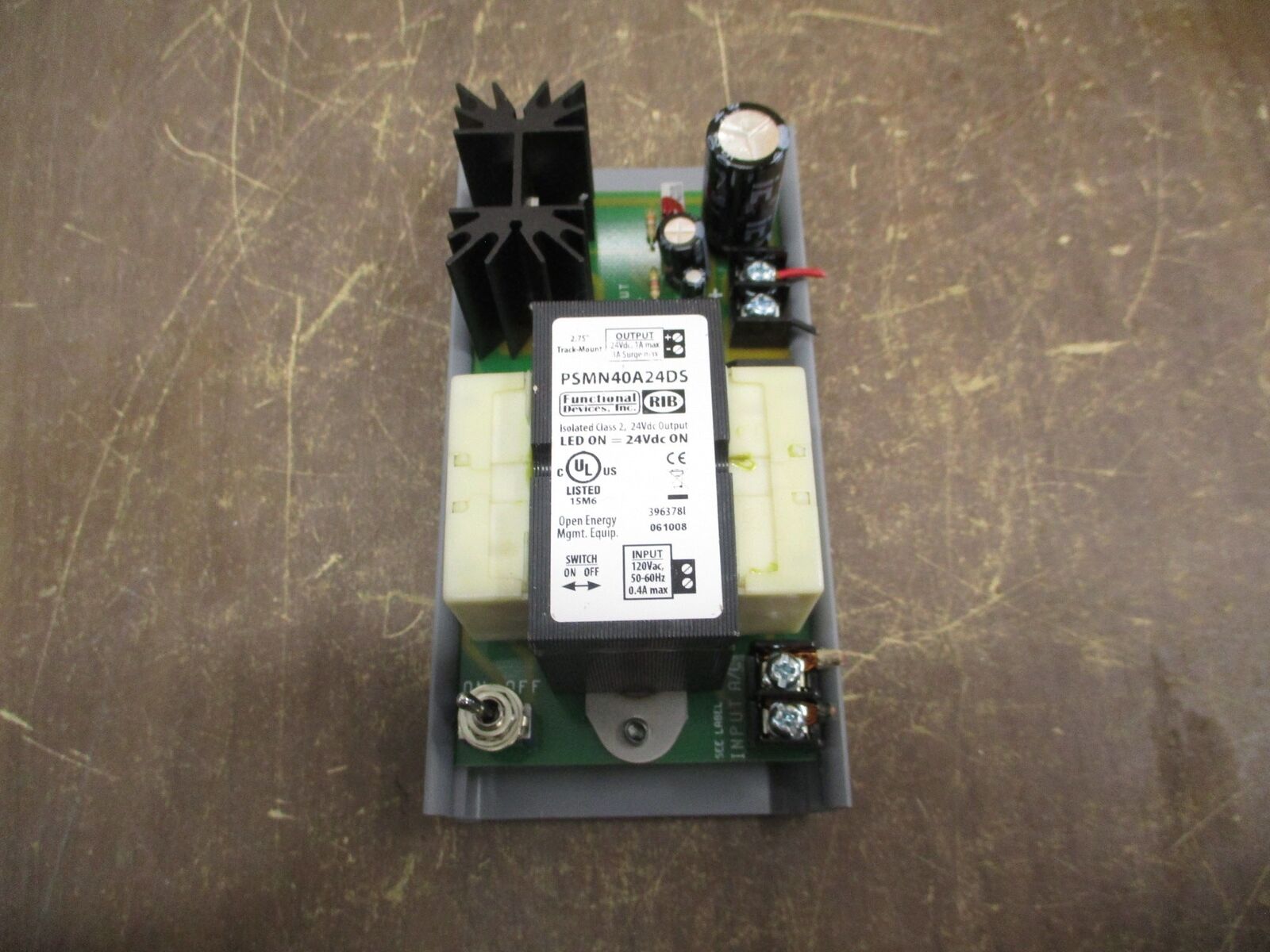 Functional Devices RIB Power Supply PSMN40A24DS w/ Mounting Track Used