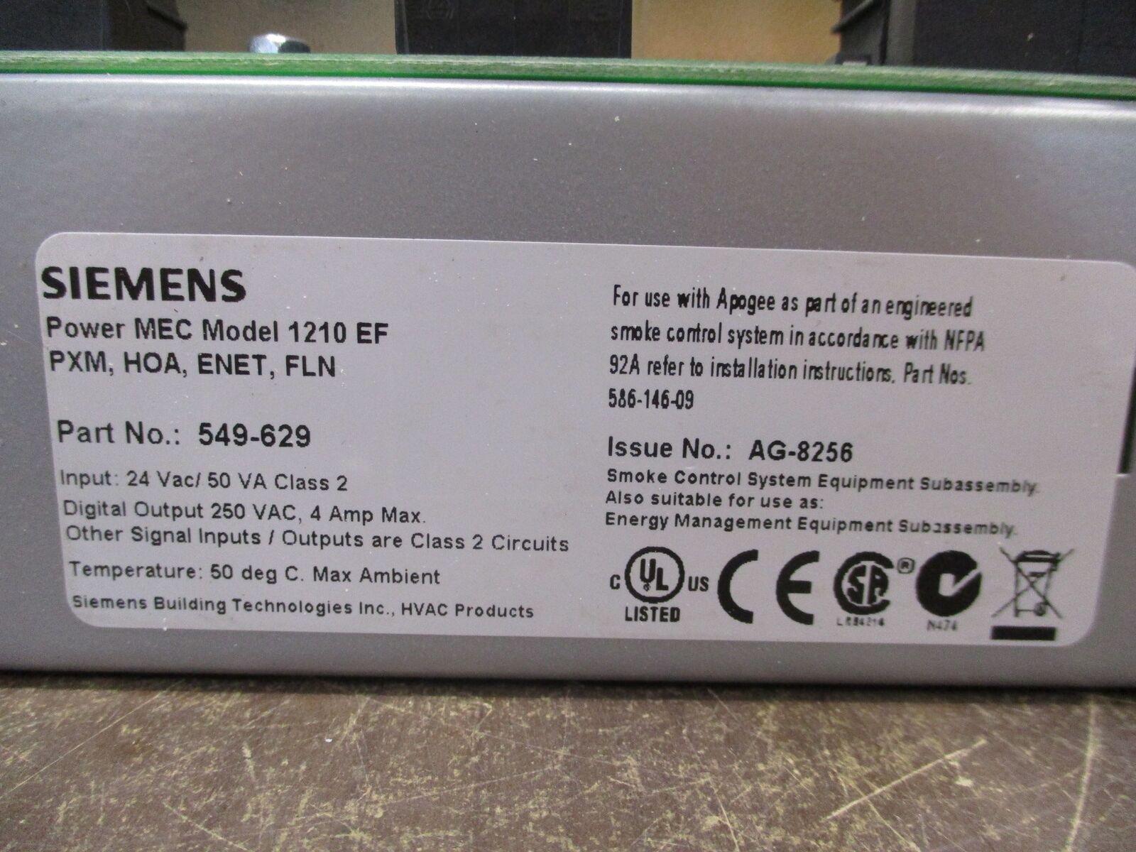 Siemens Power MEC Model 1210EF 549-629 PXM, HOA, ENET, FLN Used