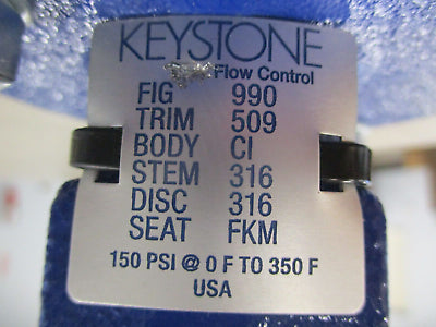 Keystone Butterfly Valve F990-80 Size : 3" New Surplus