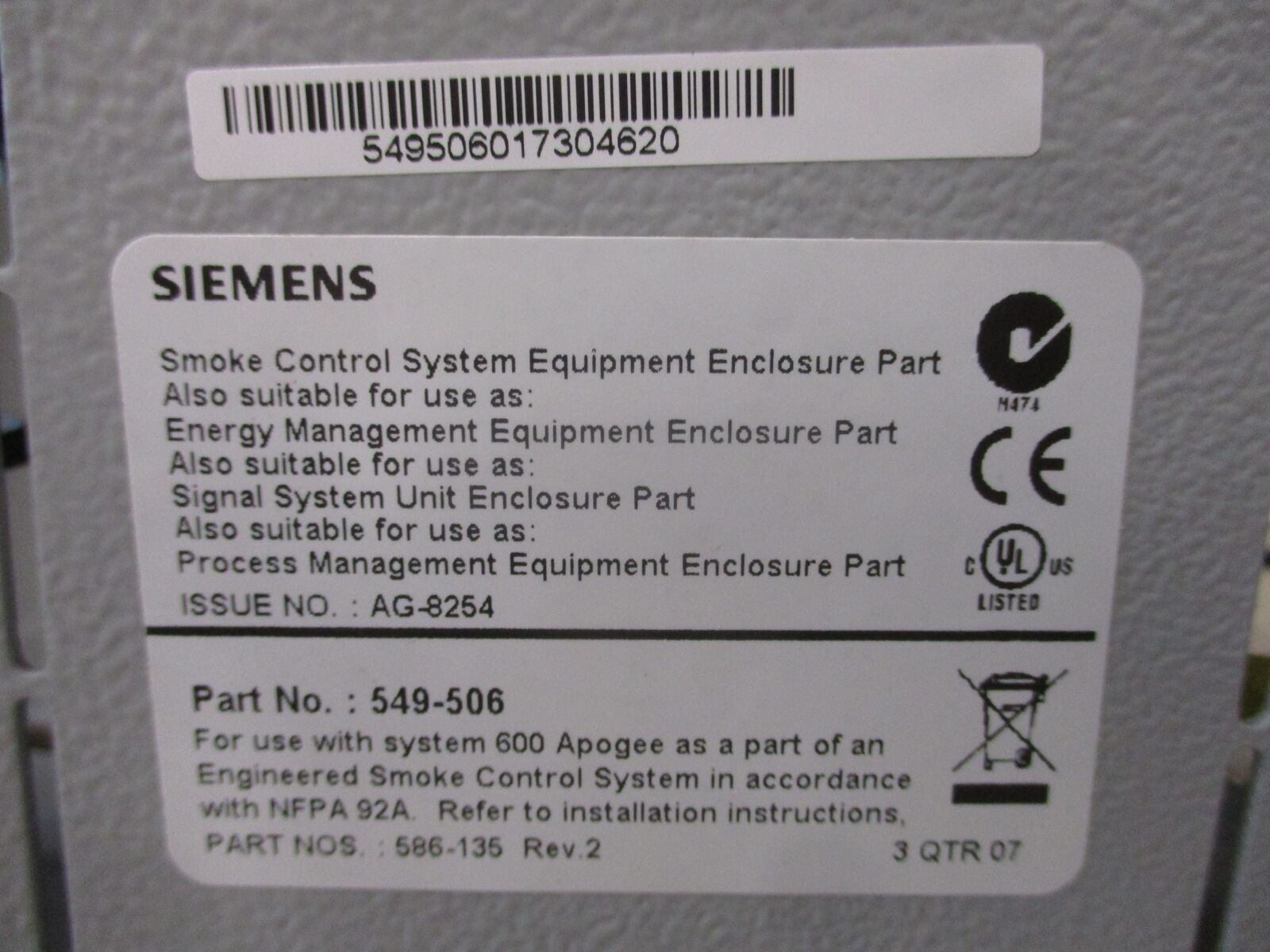 Siemens Power Supply 549-506 Used