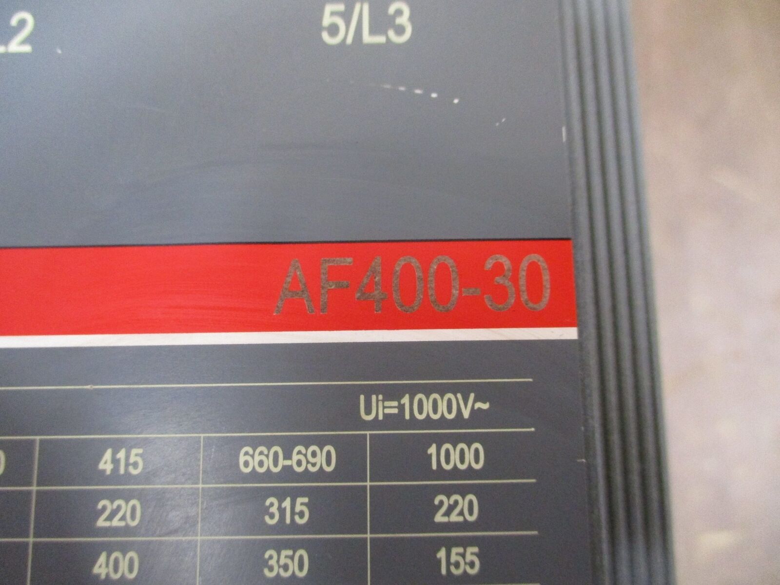 ABB Contactor AF400-30 600V 550A 100-250V AC/DC Coil Used