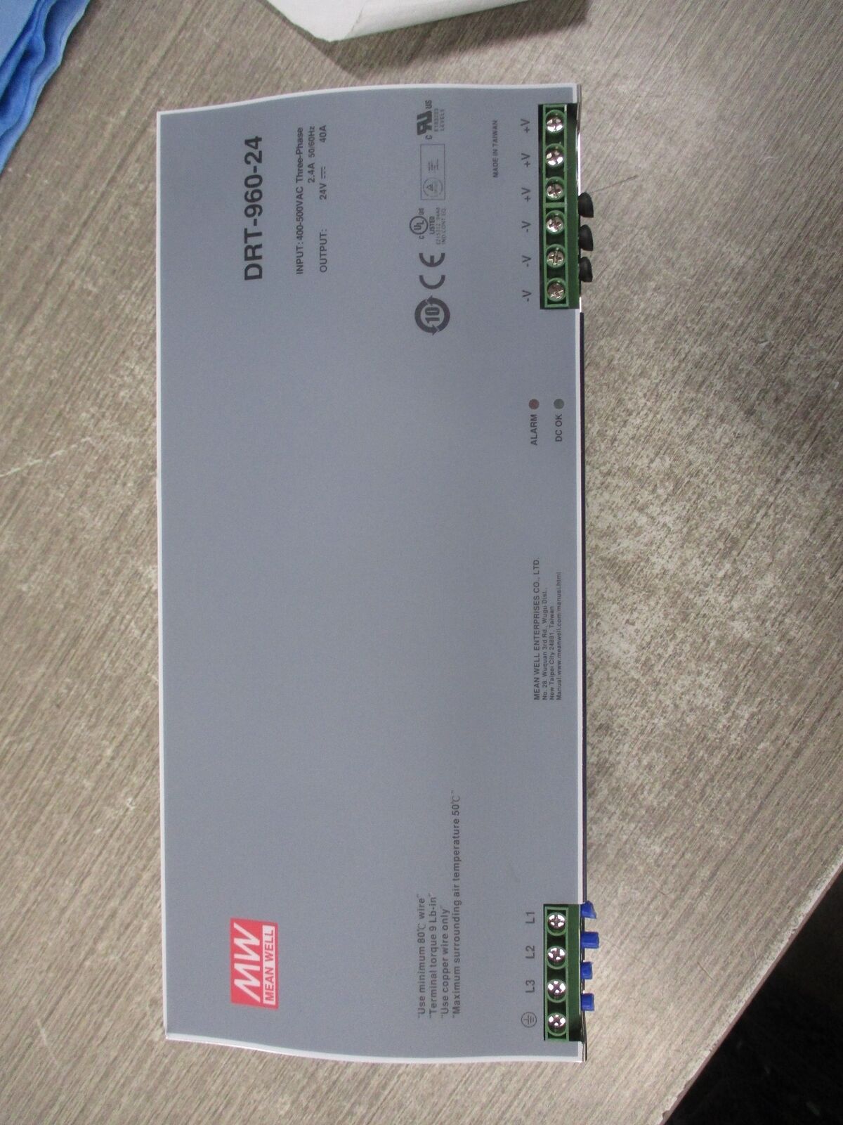 Mean Well Power Supply DRT-960-24 Input: 400-500VAC / 3Ph / 2.4A / 50/60Hz Outpu