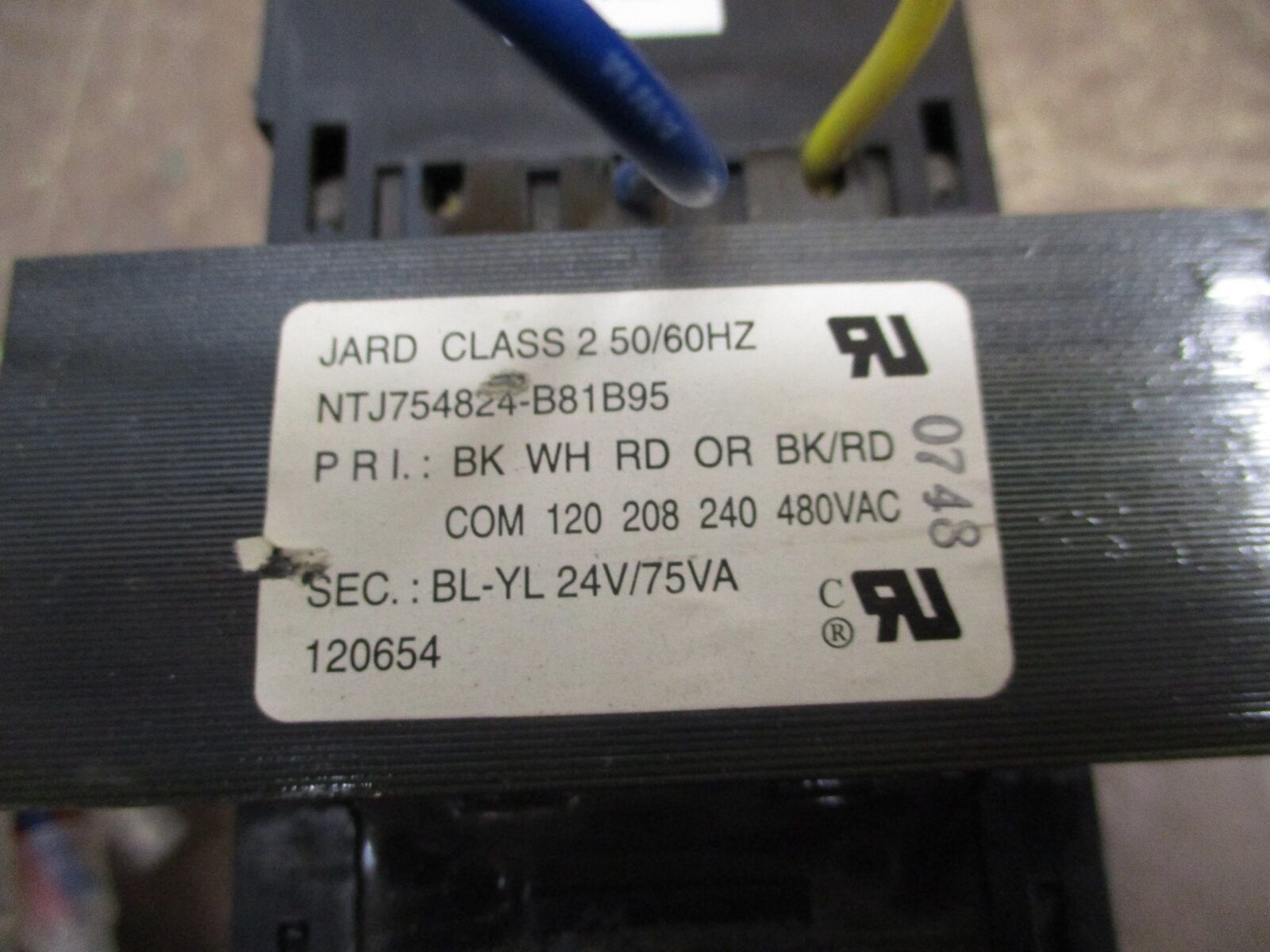 Jard Transformer NTJ754824-B81B95 75VA Pri: 120/208/240/480V Sec: 24V 50/60Hz