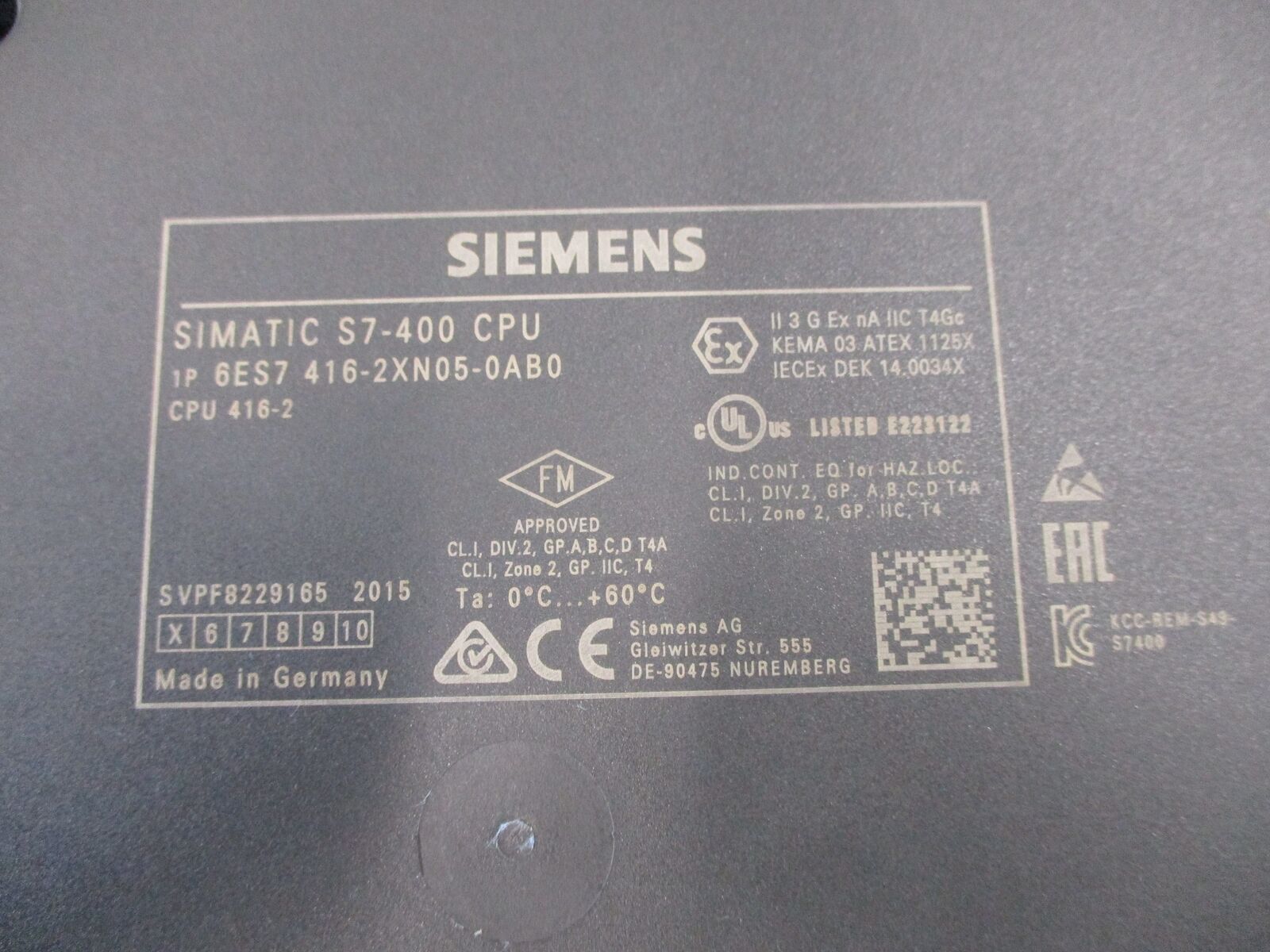 Siemens Simatic S7-400 CPU Module 6ES7 416-2XN05-0AB0 Used