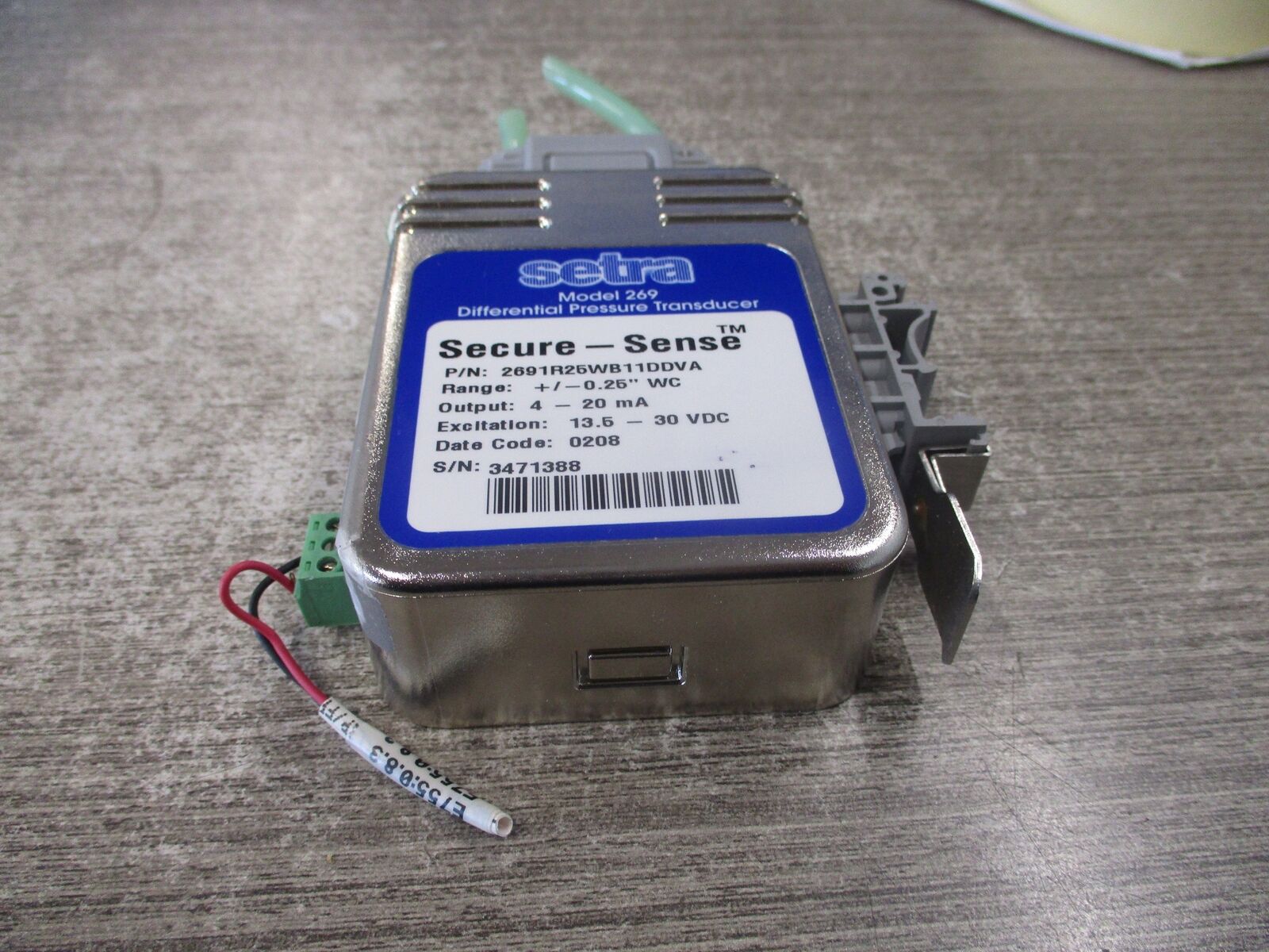 Setra Model 269 Secure-Sense Differential Pressure Transducer 2691R25WB11DDVA Ra