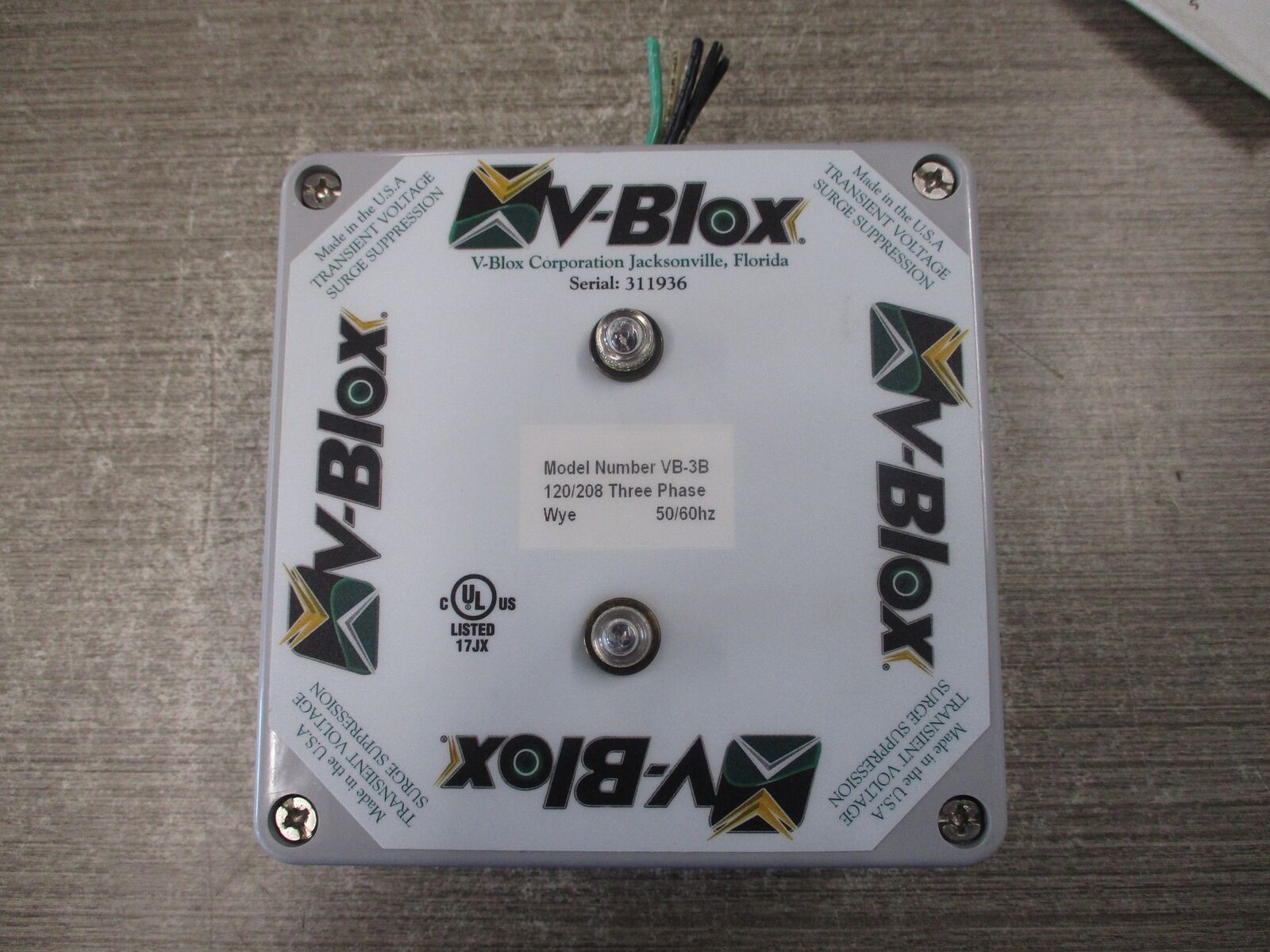 V-Blox Surge Suppressor VB-3B 120/208V 3Ph 50/60Hz Used