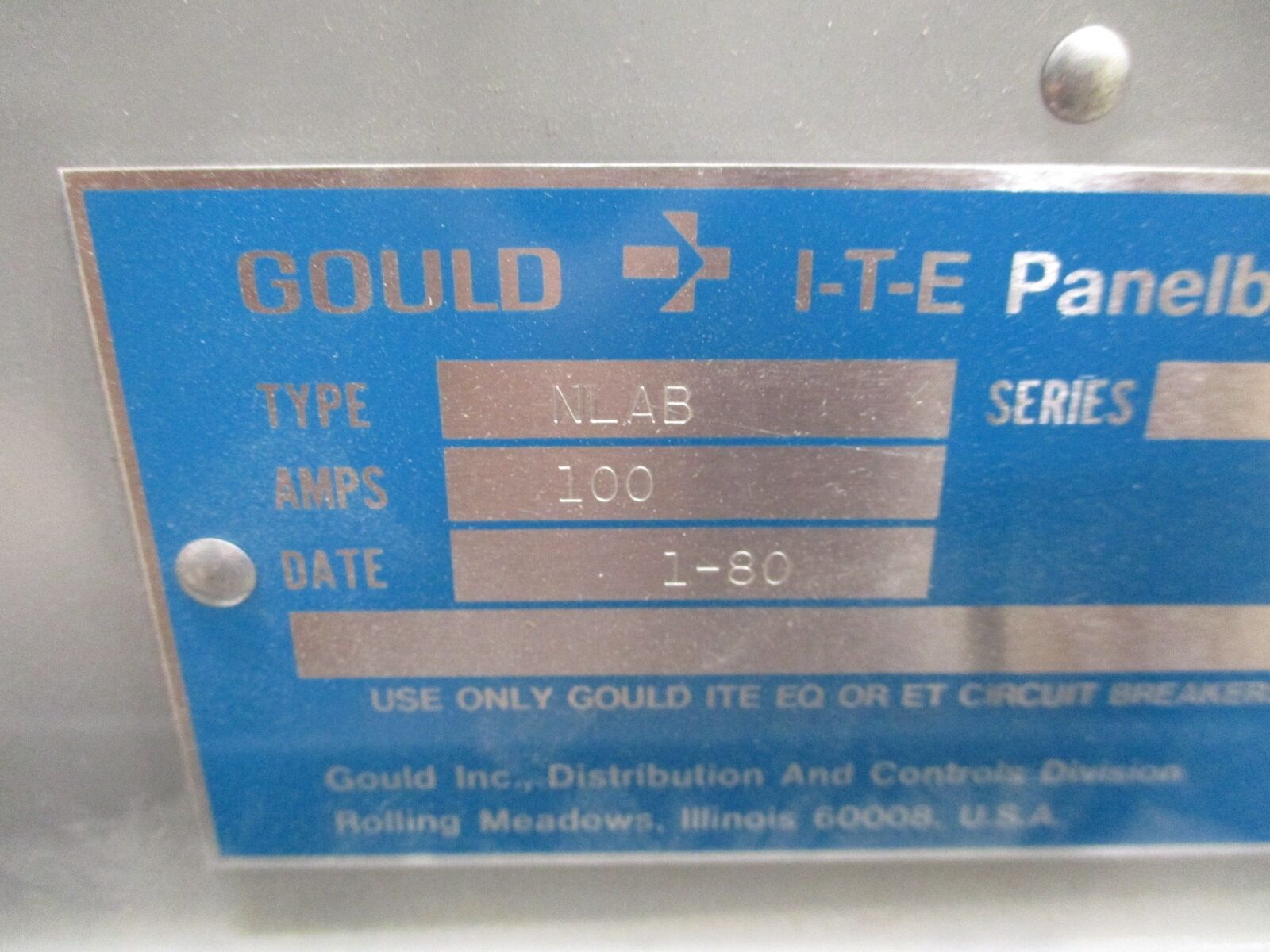 ITE Main Breaker Circuit Breaker Panel NLAB 100A Max, 100A Main 120/208V 3Ph 4W